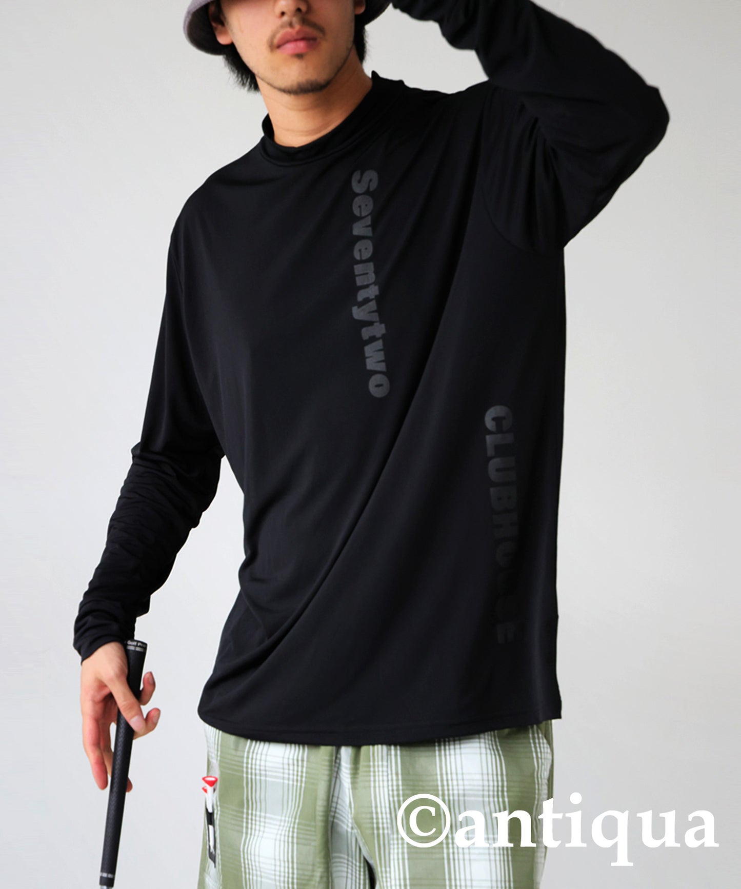 ANTIQUA GOLF×STCH Single Color Mock Neck T-Shirt Men's