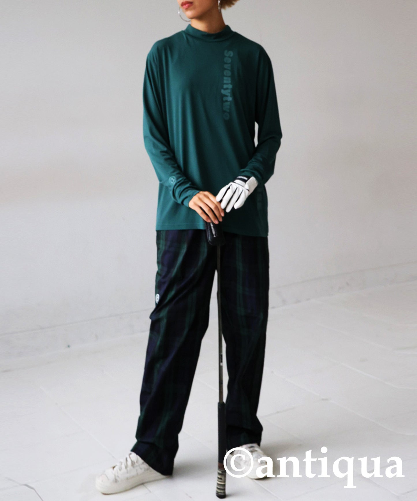 ANTIQUA GOLF×STCH Single Color Mock Neck T-Shirt Men's