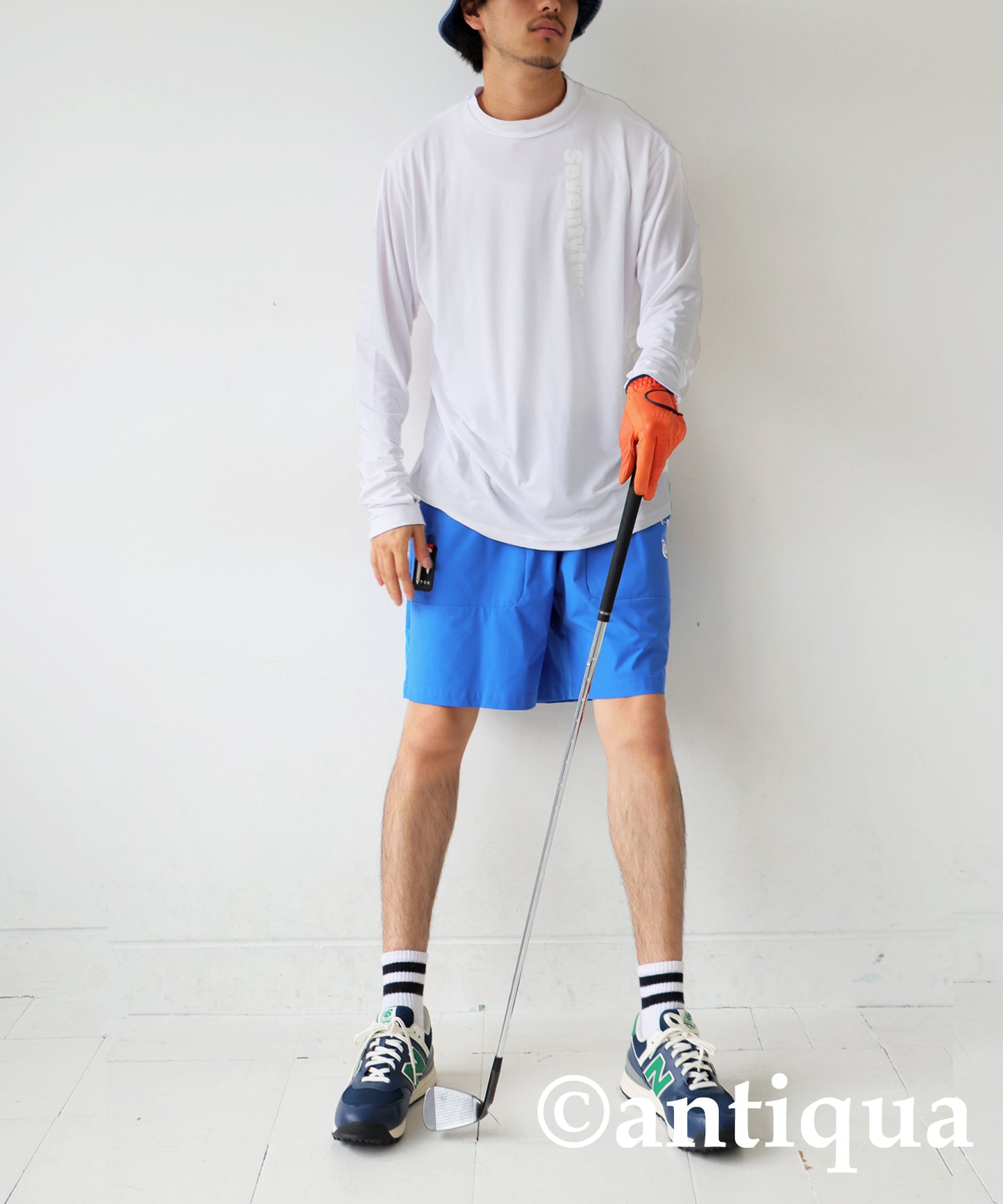 ANTIQUA GOLF×STCH Single Color Mock Neck T-Shirt Men's