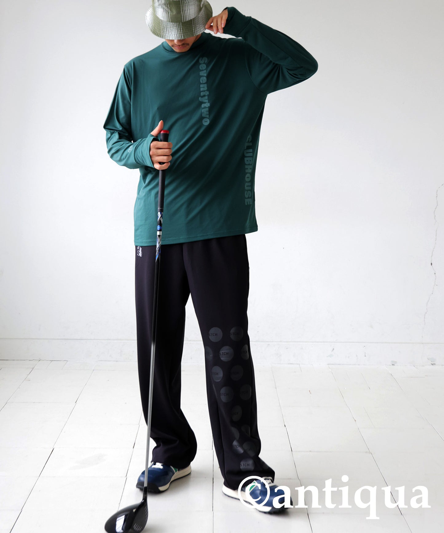 ANTIQUA GOLF×STCH Single Color Mock Neck T-Shirt Men's