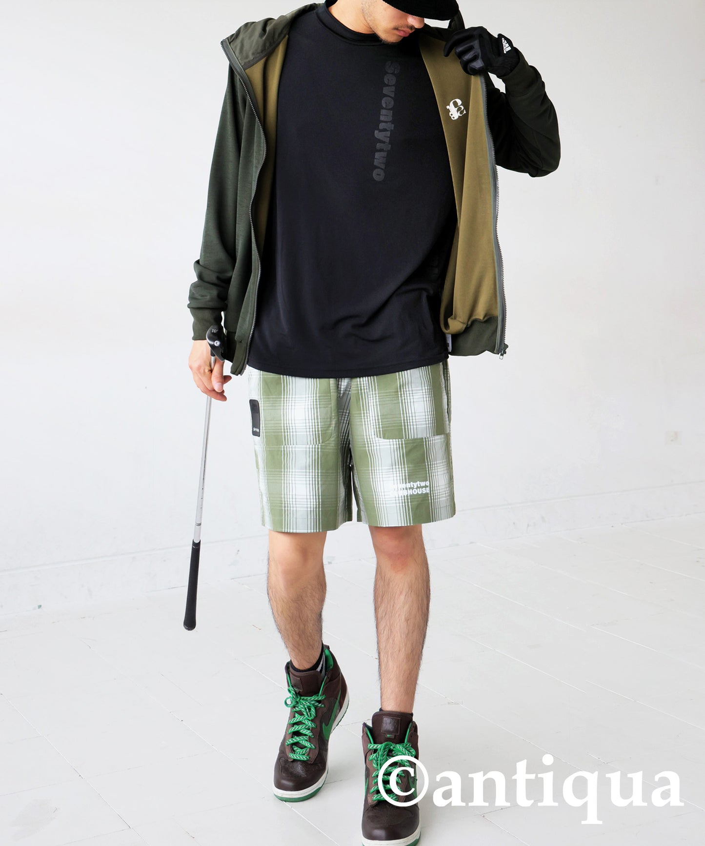 ANTIQUA GOLF×STCH Single Color Mock Neck T-Shirt Men's