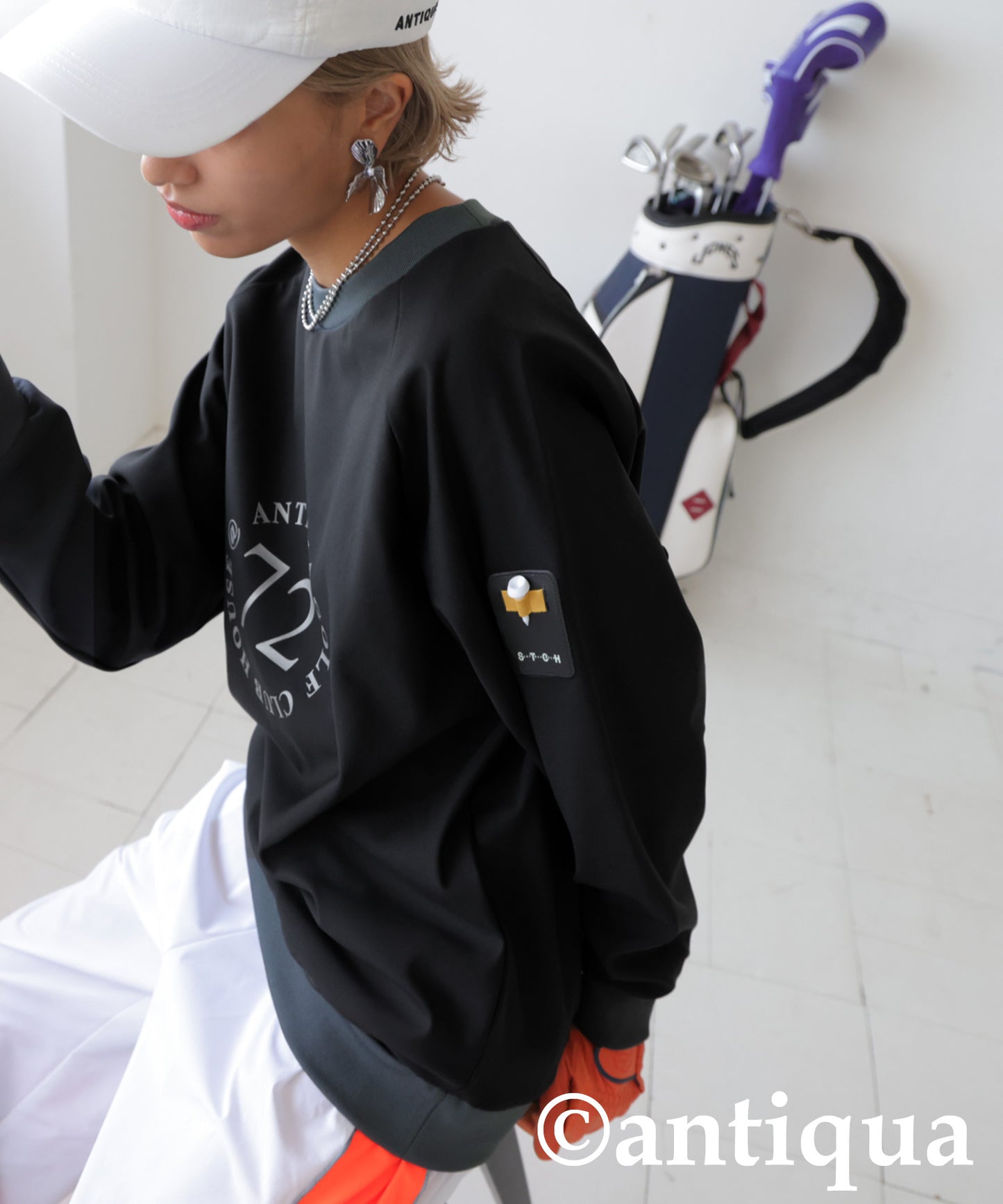 ANTIQUA GOLF×STCH Number Logo Tops Ladies