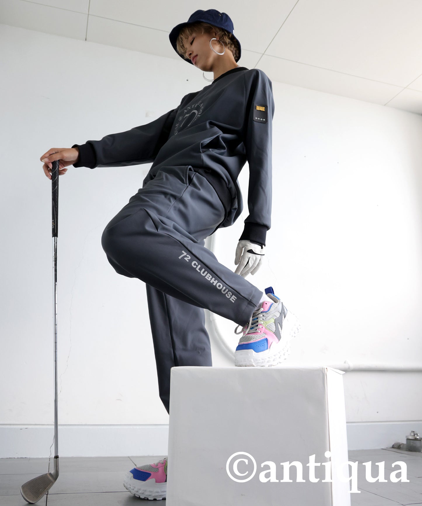 ANTIQUA GOLF×STCH Fleece Line Logo Pants Ladies