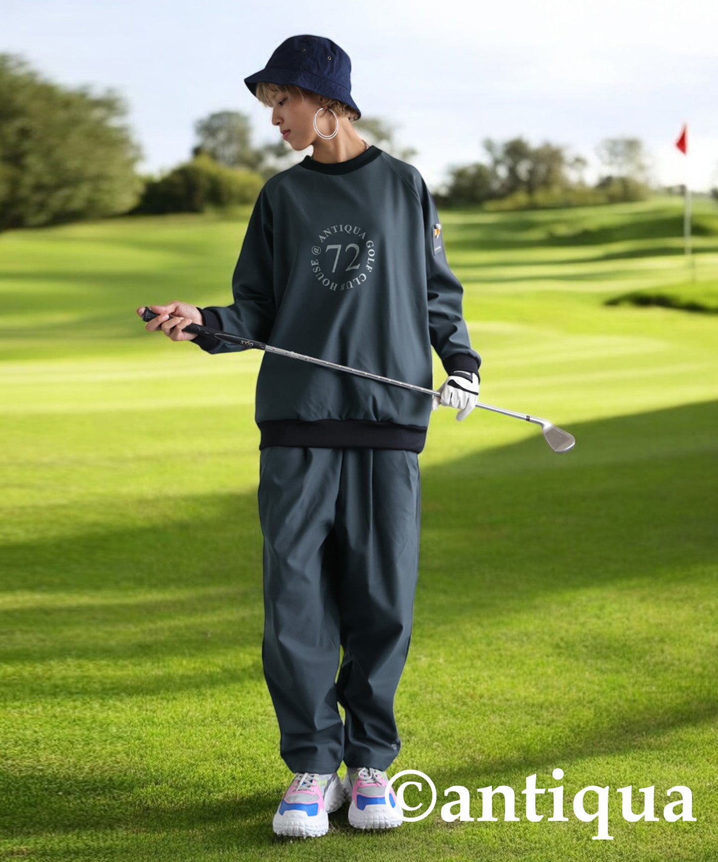 ANTIQUA GOLF×STCH Fleece Line Logo Pants Ladies