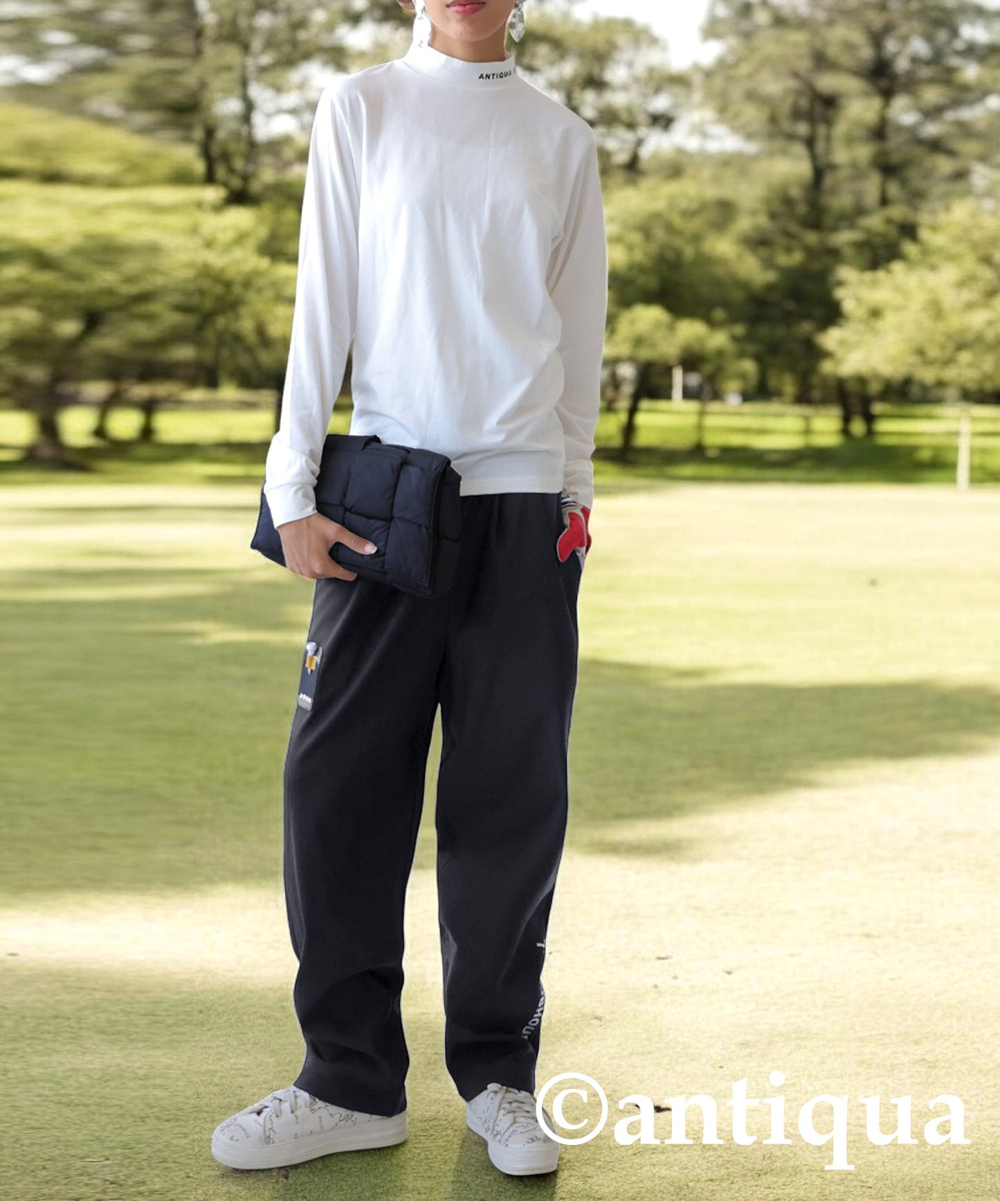 ANTIQUA GOLF×STCH Fleece Line Logo Pants Ladies