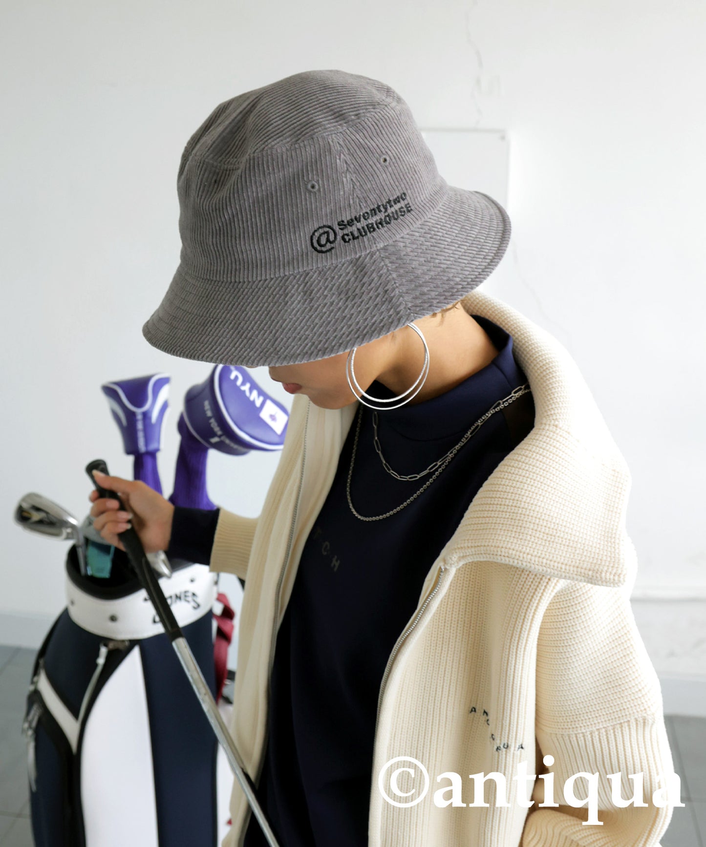 ANTIQUA GOLF×STCH Mock Neck T-Shirt Ladies