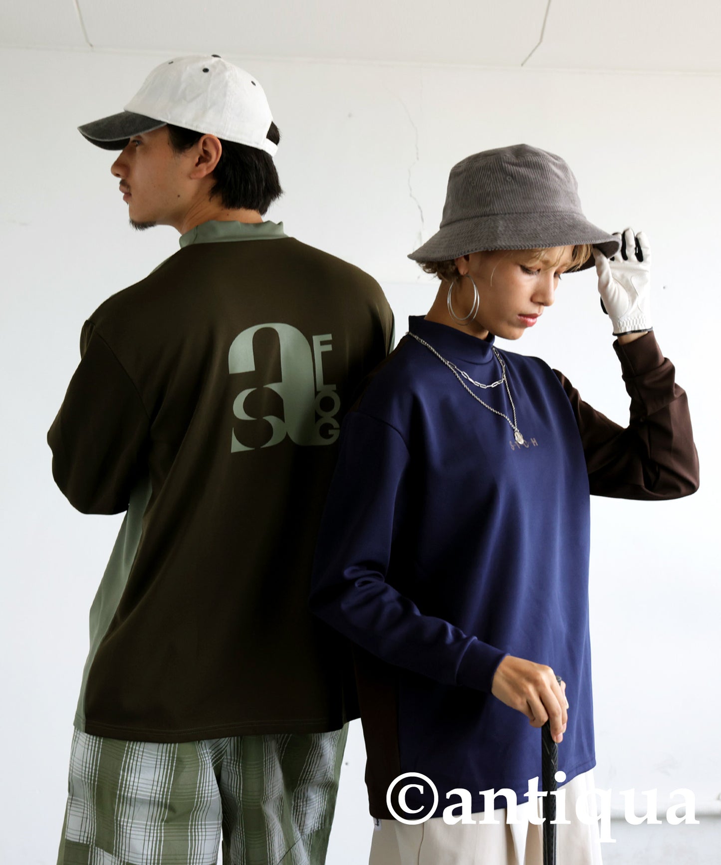 ANTIQUA GOLF×STCH Mock Neck T-Shirt Ladies