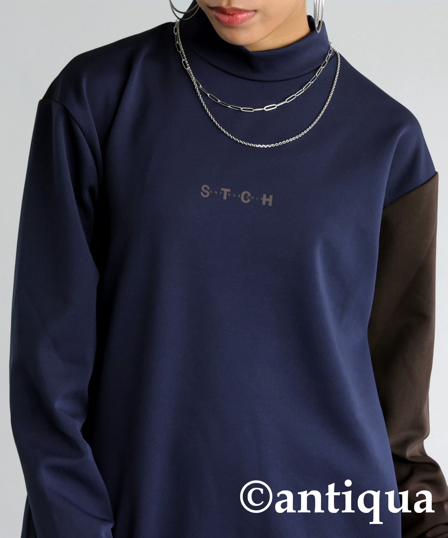 ANTIQUA GOLF×STCH Mock Neck T-Shirt Ladies