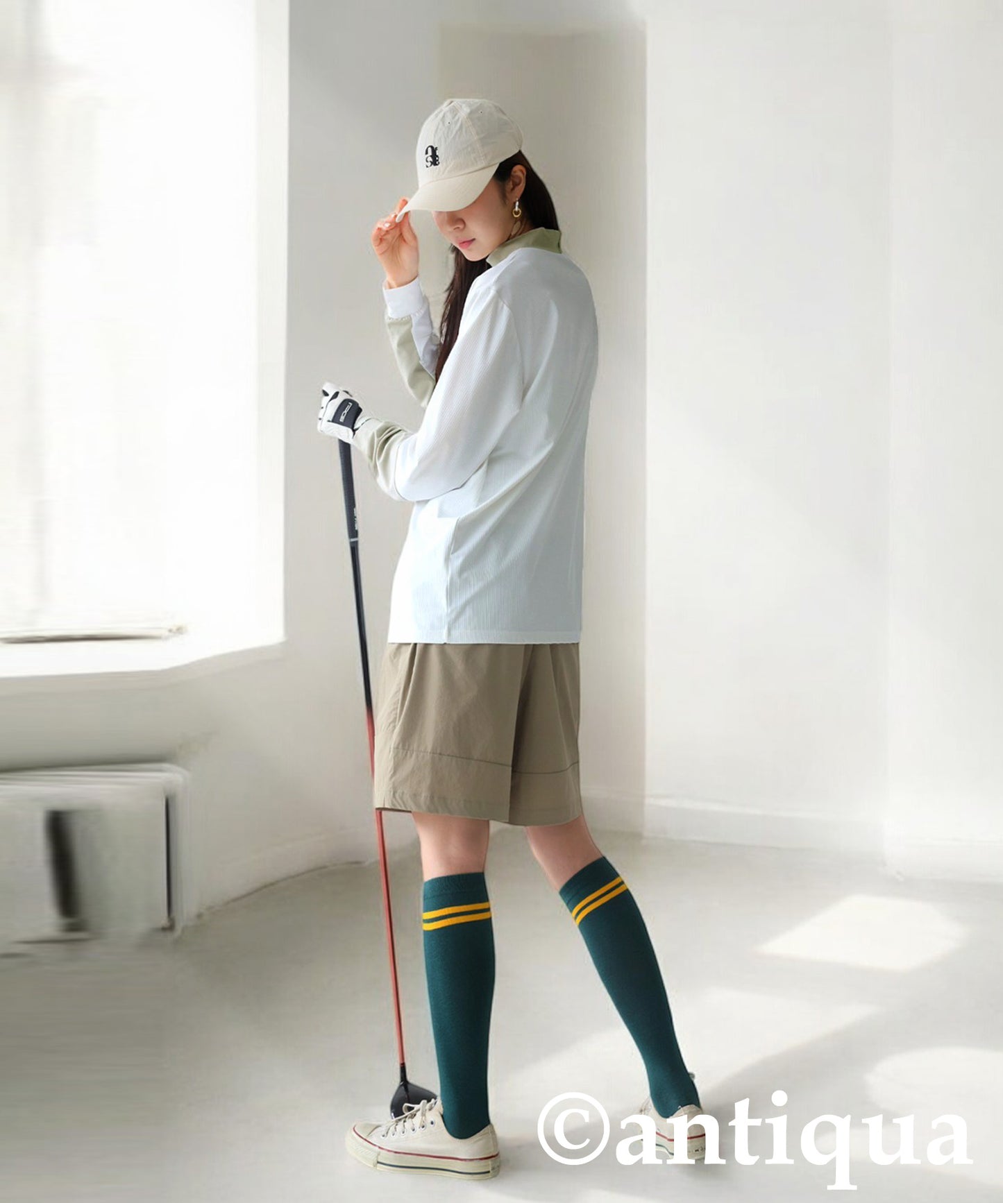 ANTIQUA GOLF×STCH Rib Color Scheme Tops Ladies