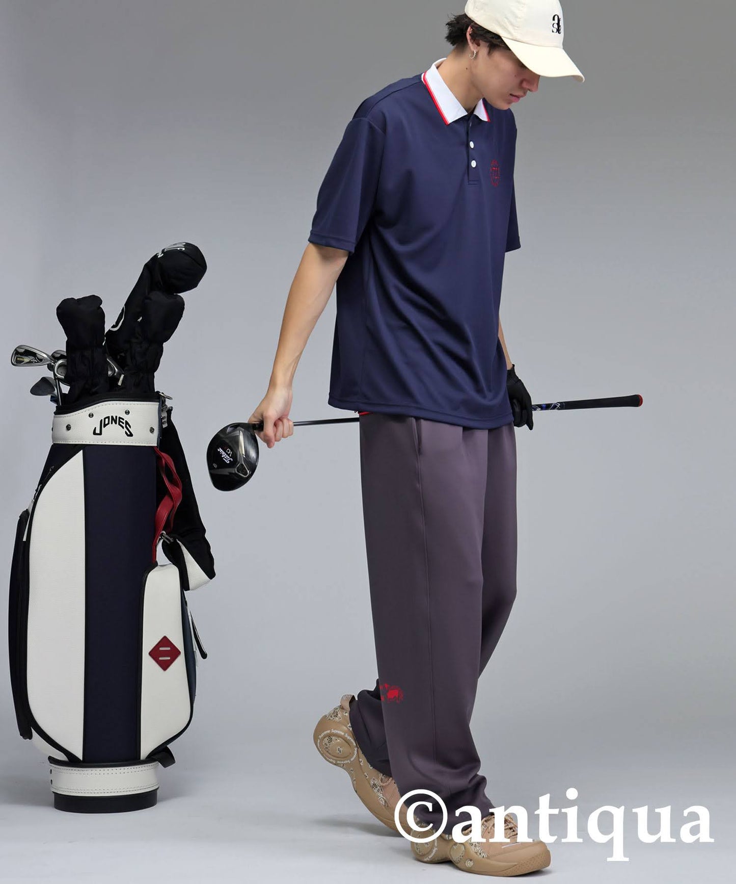 ANTIQUA GOLF×STCH Color-Coordinated Polo Shirt Men's