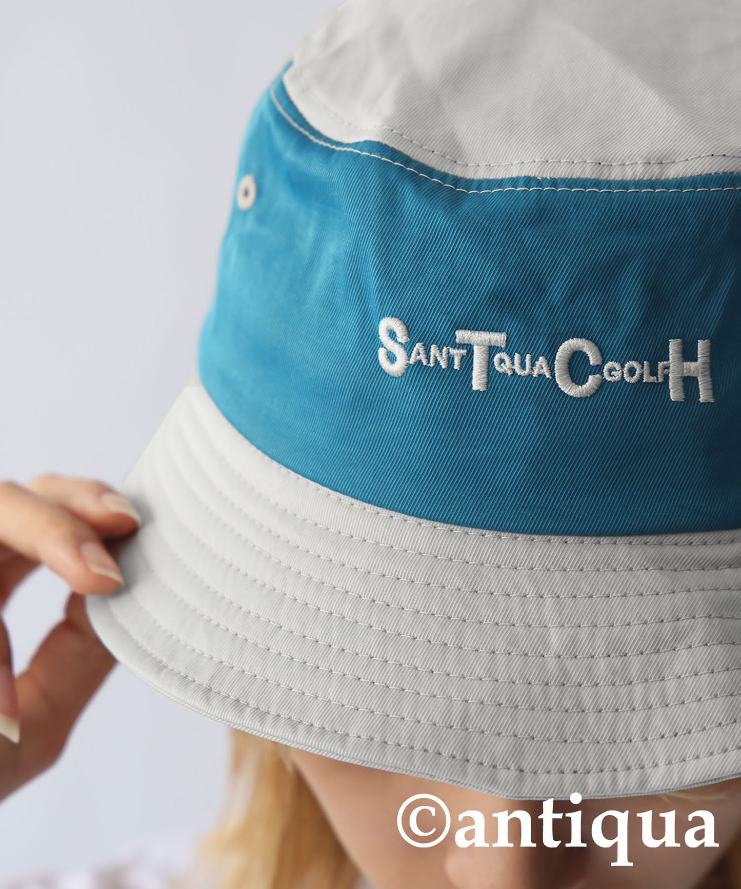 Ladies ANTIQUA GOLF × STCH Color-Coordinated Logo Bucket Hat