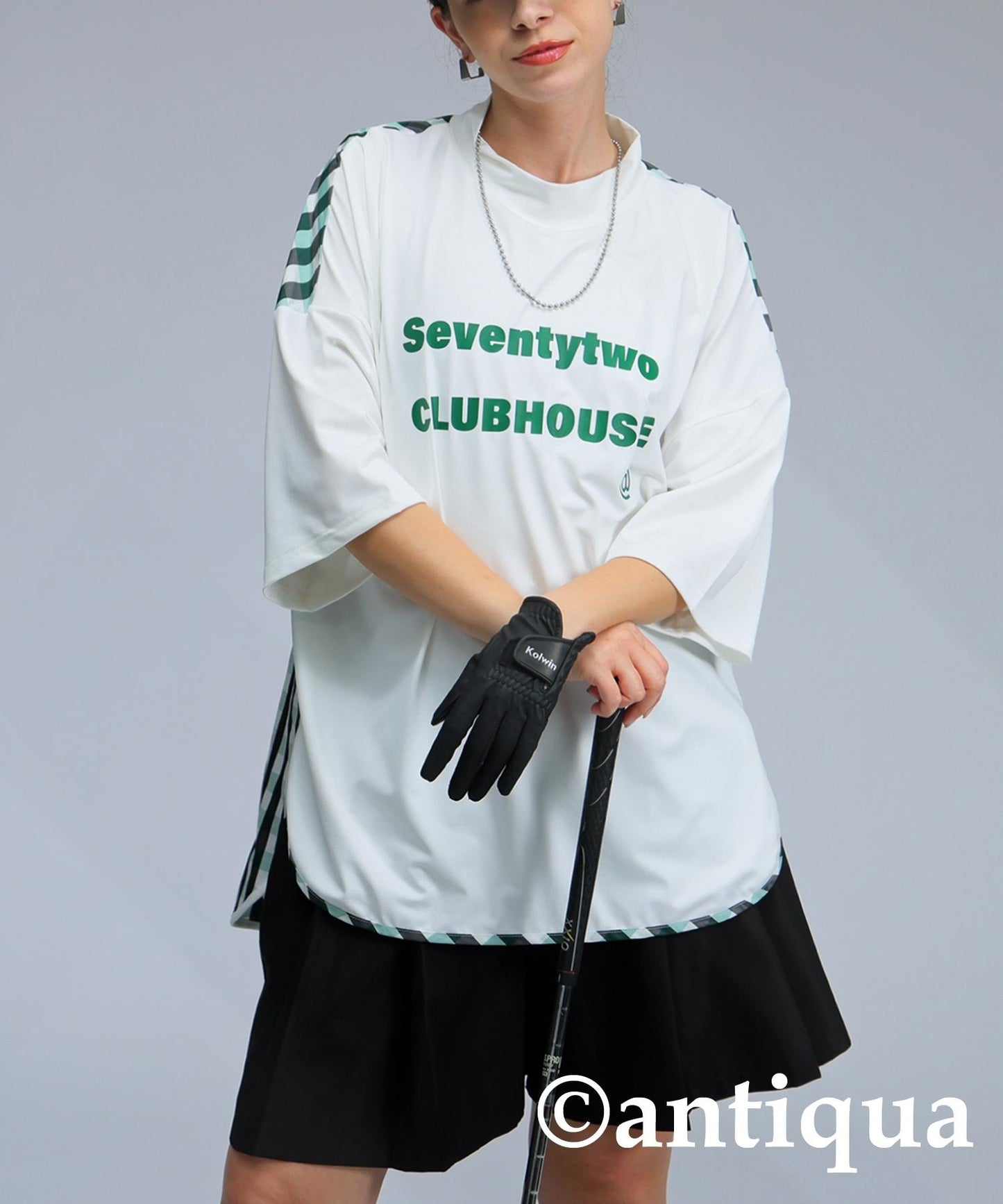 Ladies ANTIQUA GOLF × STCH Check Switching Tops