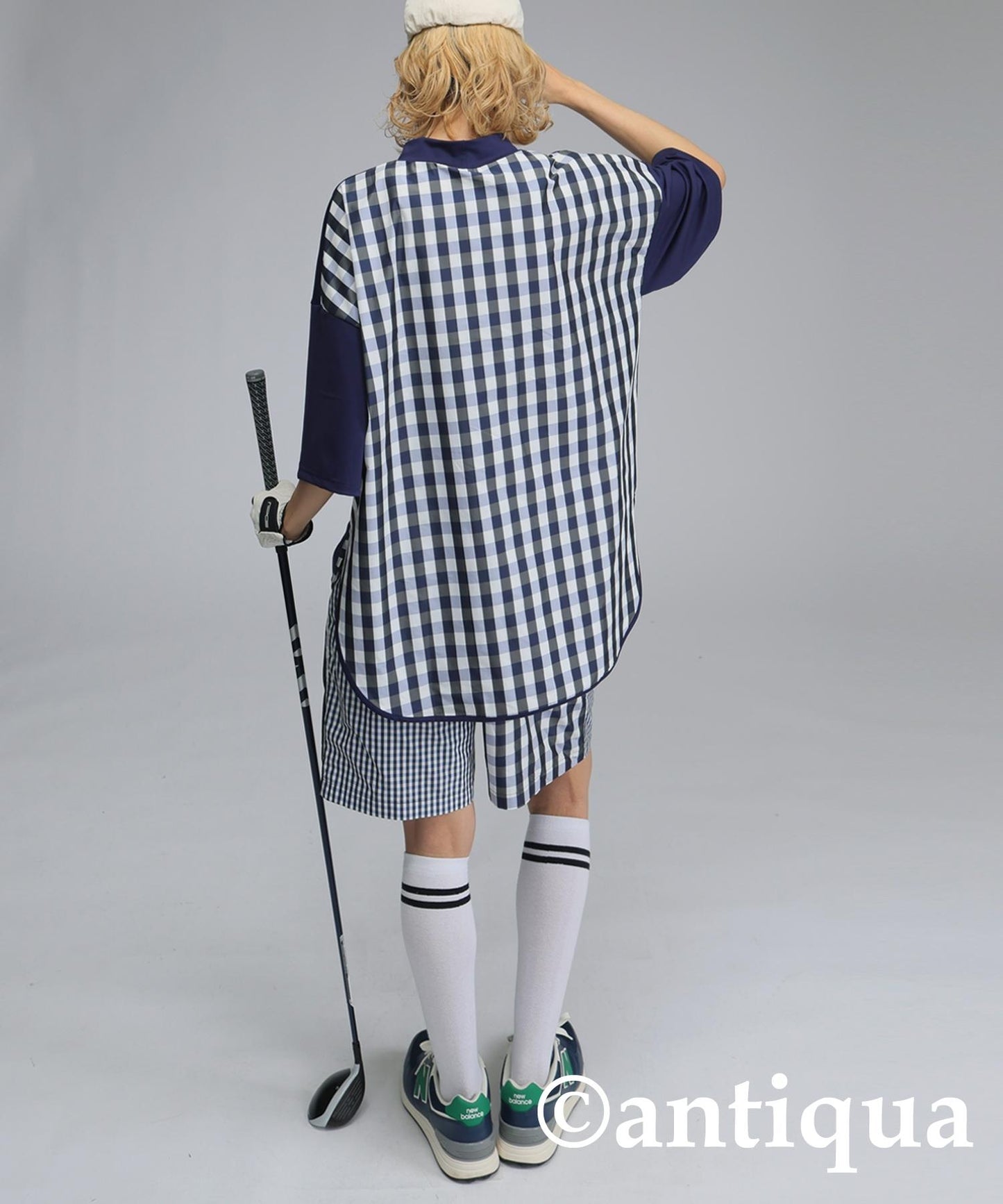 Ladies ANTIQUA GOLF × STCH Check Switching Tops