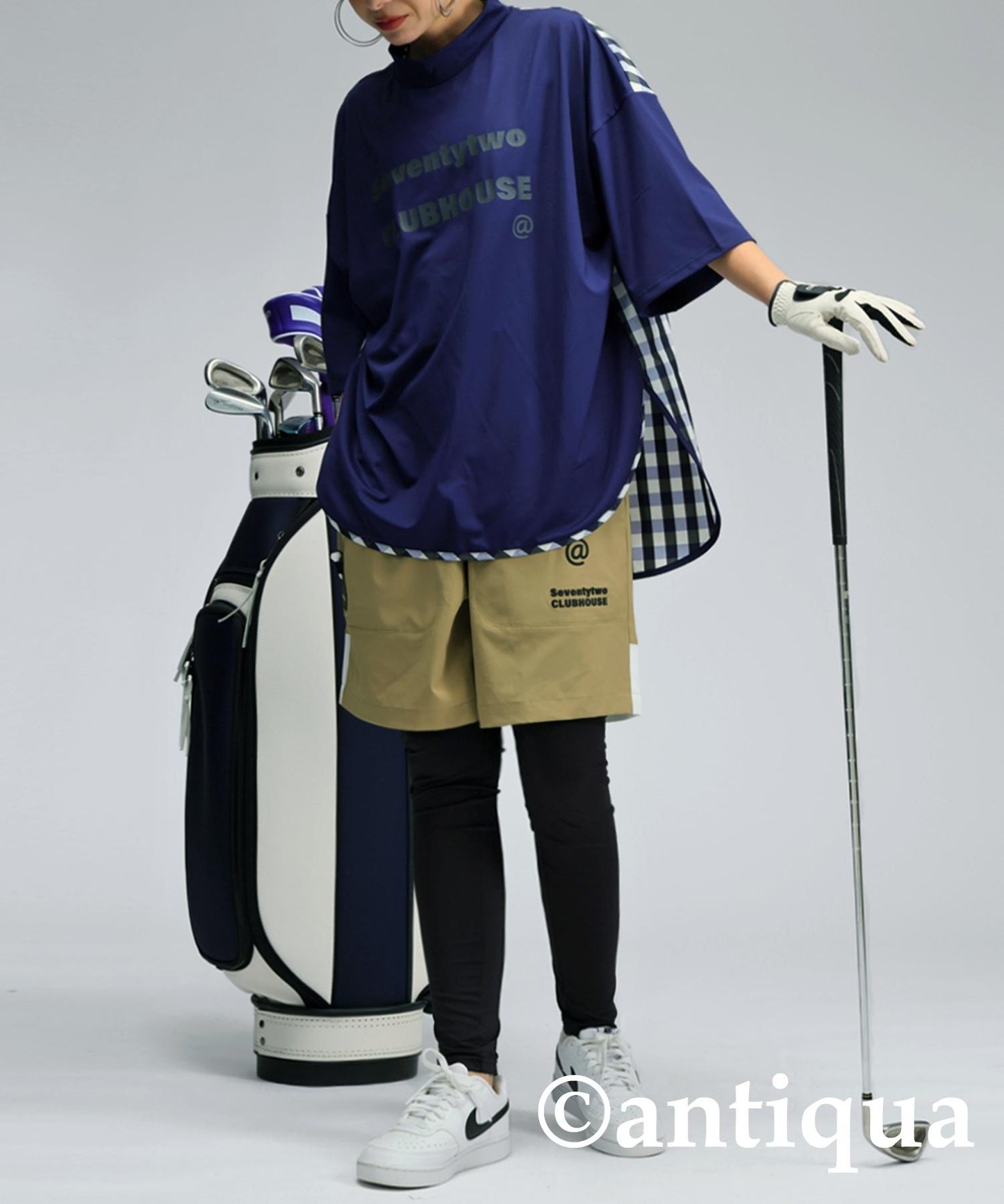 Ladies ANTIQUA GOLF × STCH Check Switching Tops