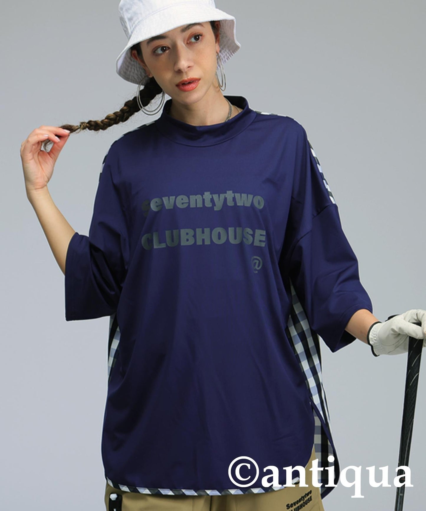 Ladies ANTIQUA GOLF × STCH Check Switching Tops