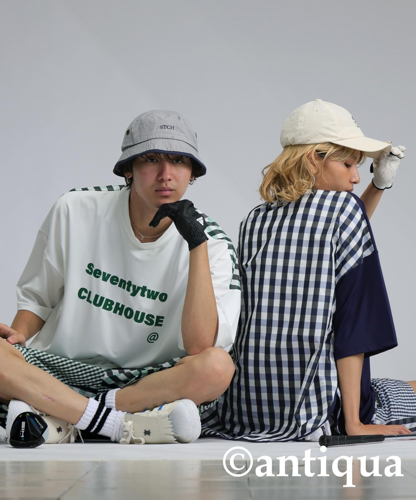 Ladies ANTIQUA GOLF × STCH Check Switching Tops