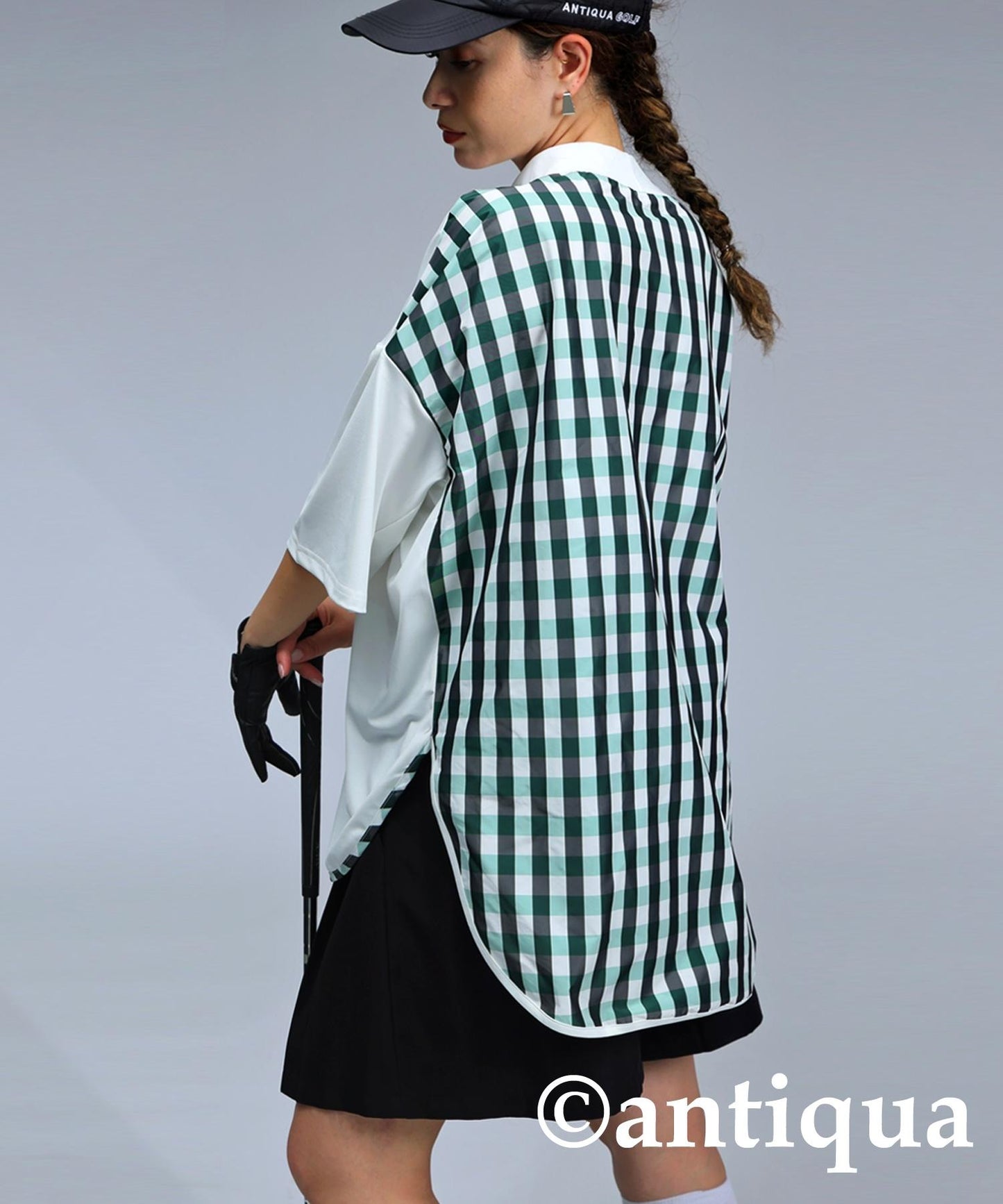 Ladies ANTIQUA GOLF × STCH Check Switching Tops