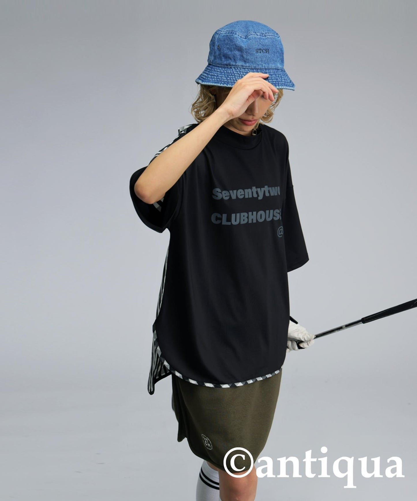 Ladies ANTIQUA GOLF × STCH Check Switching Tops