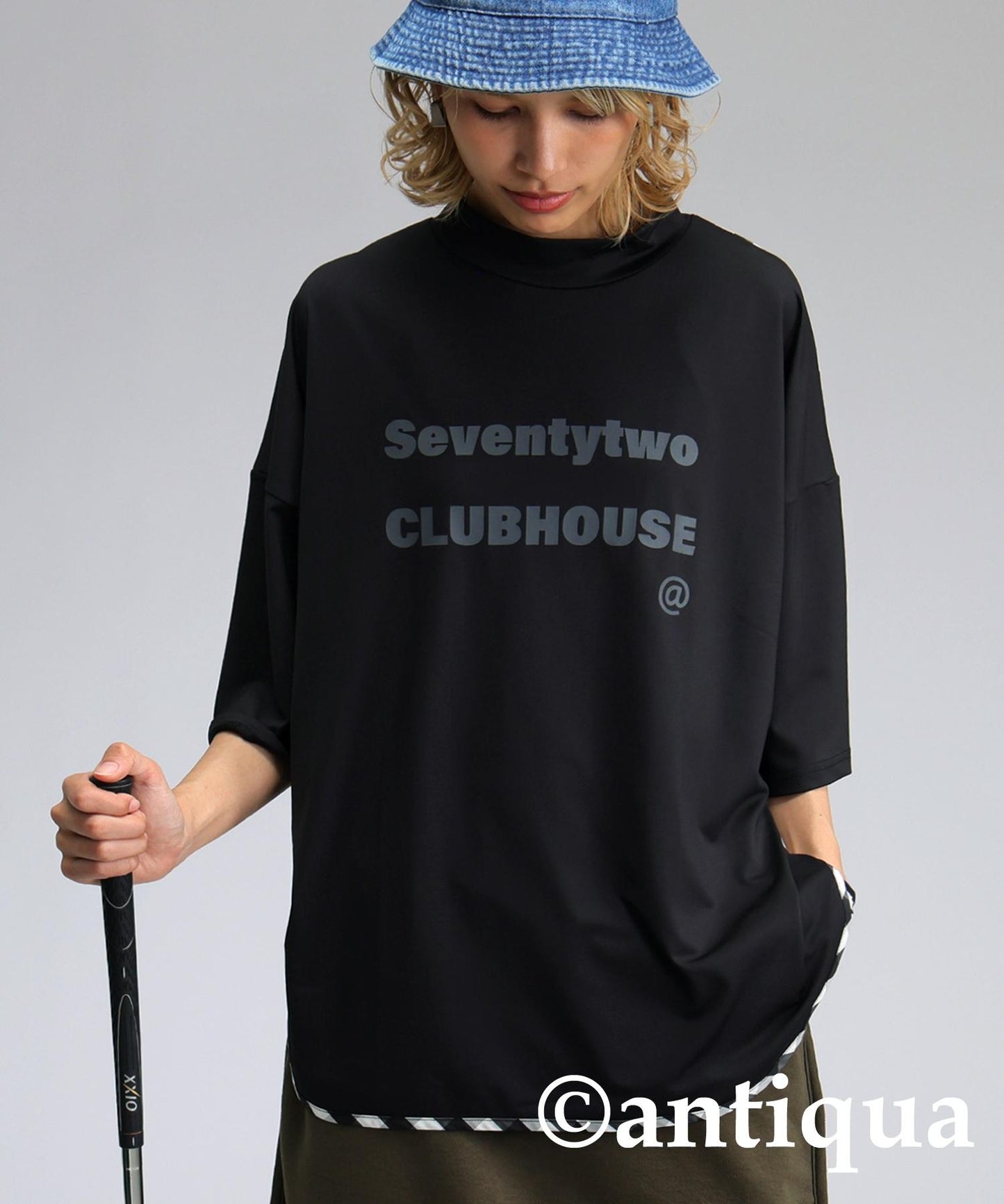 Ladies ANTIQUA GOLF × STCH Check Switching Tops
