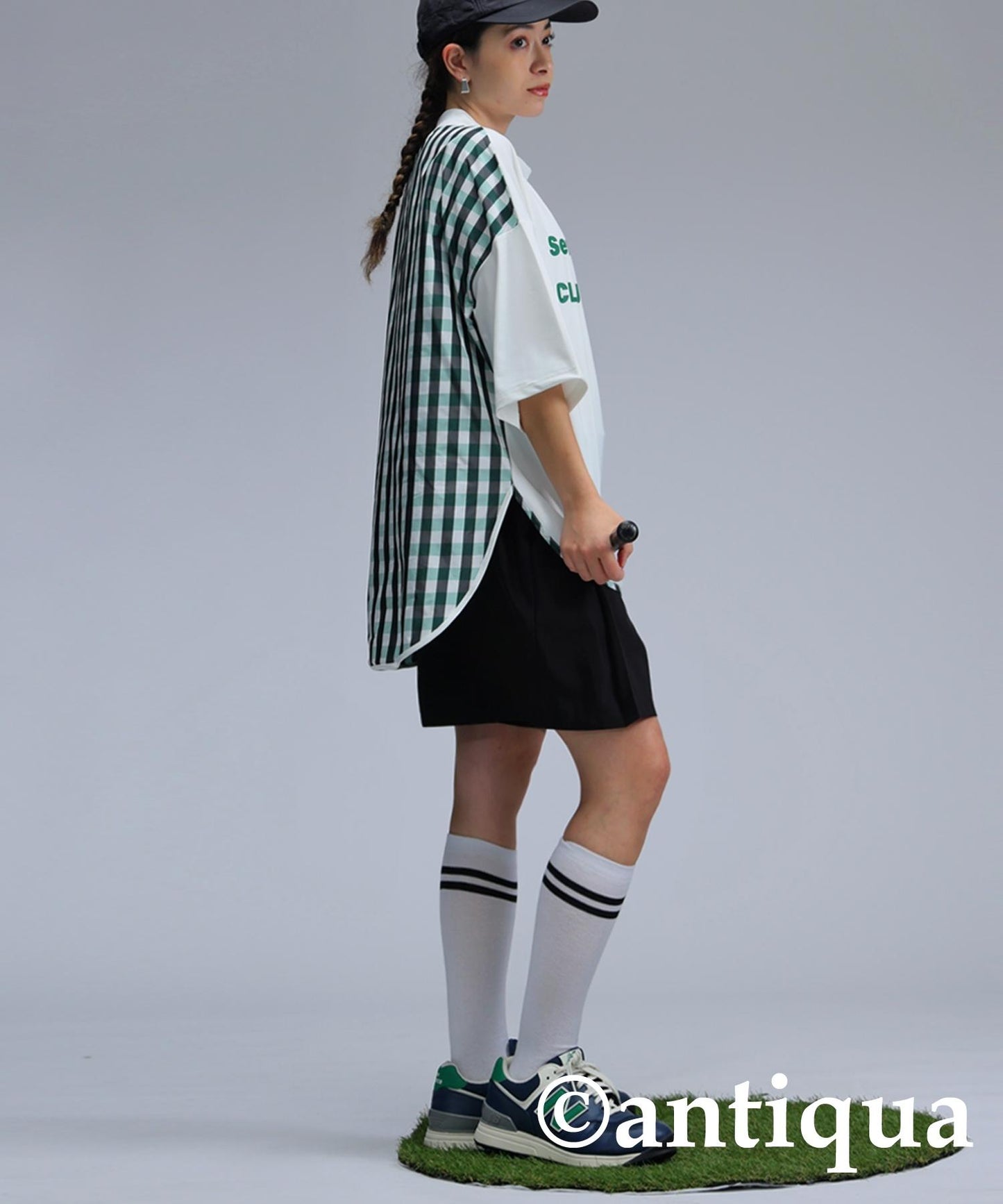 Ladies ANTIQUA GOLF × STCH Check Switching Tops