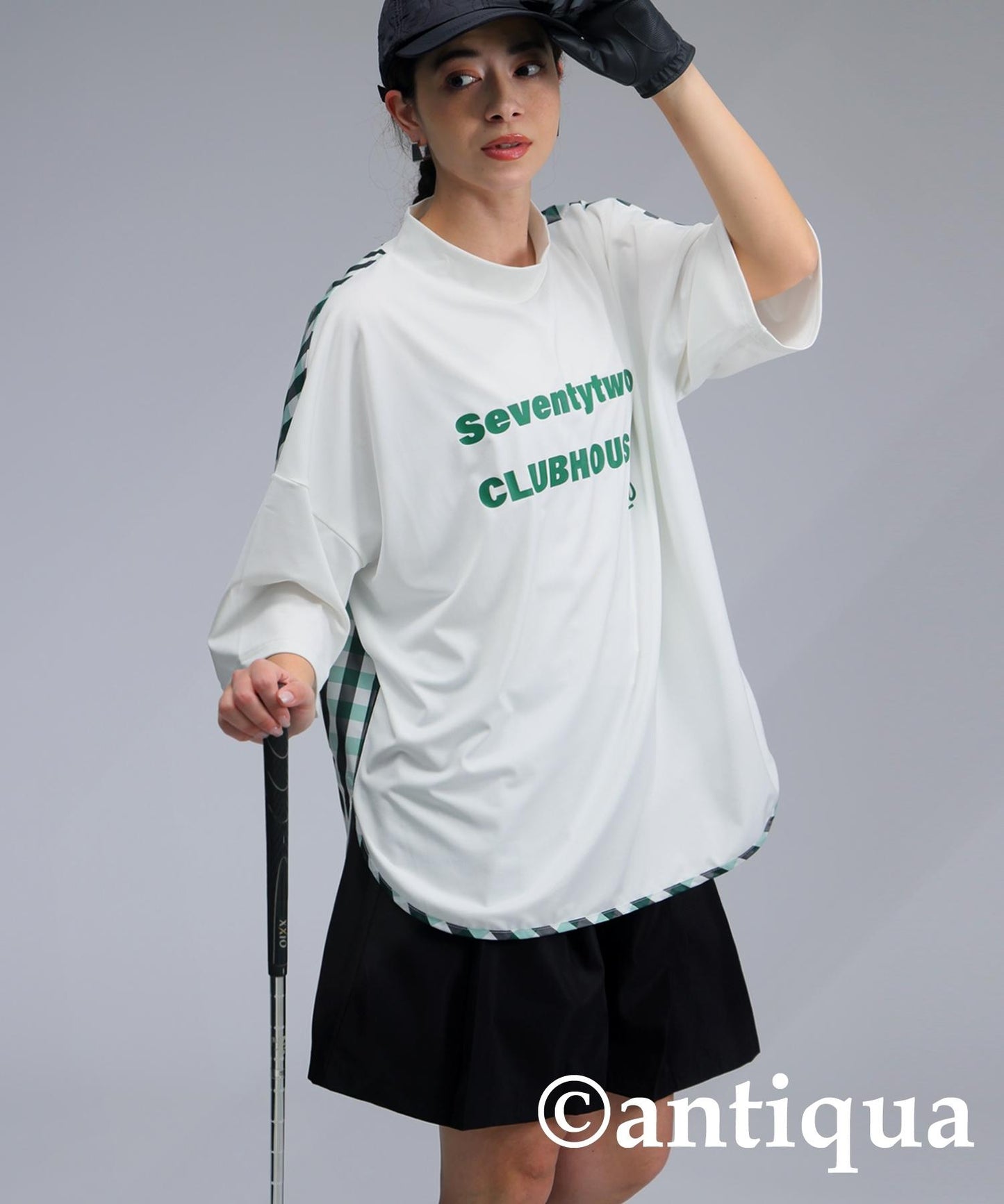 Ladies ANTIQUA GOLF × STCH Check Switching Tops