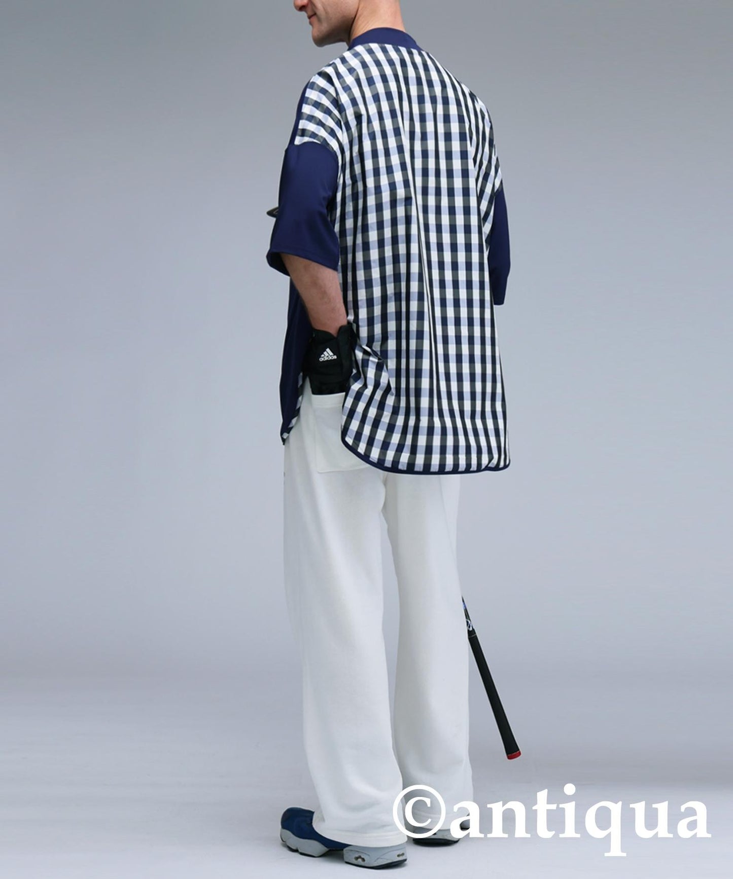 Men's ANTIQUA GOLF × STCH Check Switching Tops