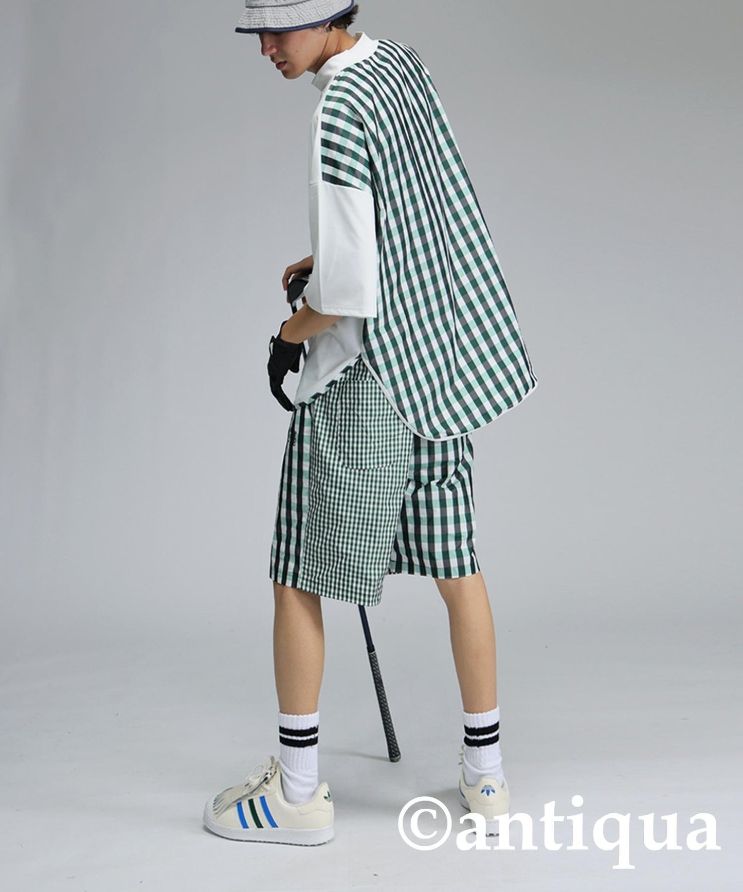 Men's ANTIQUA GOLF × STCH Check Switching Tops