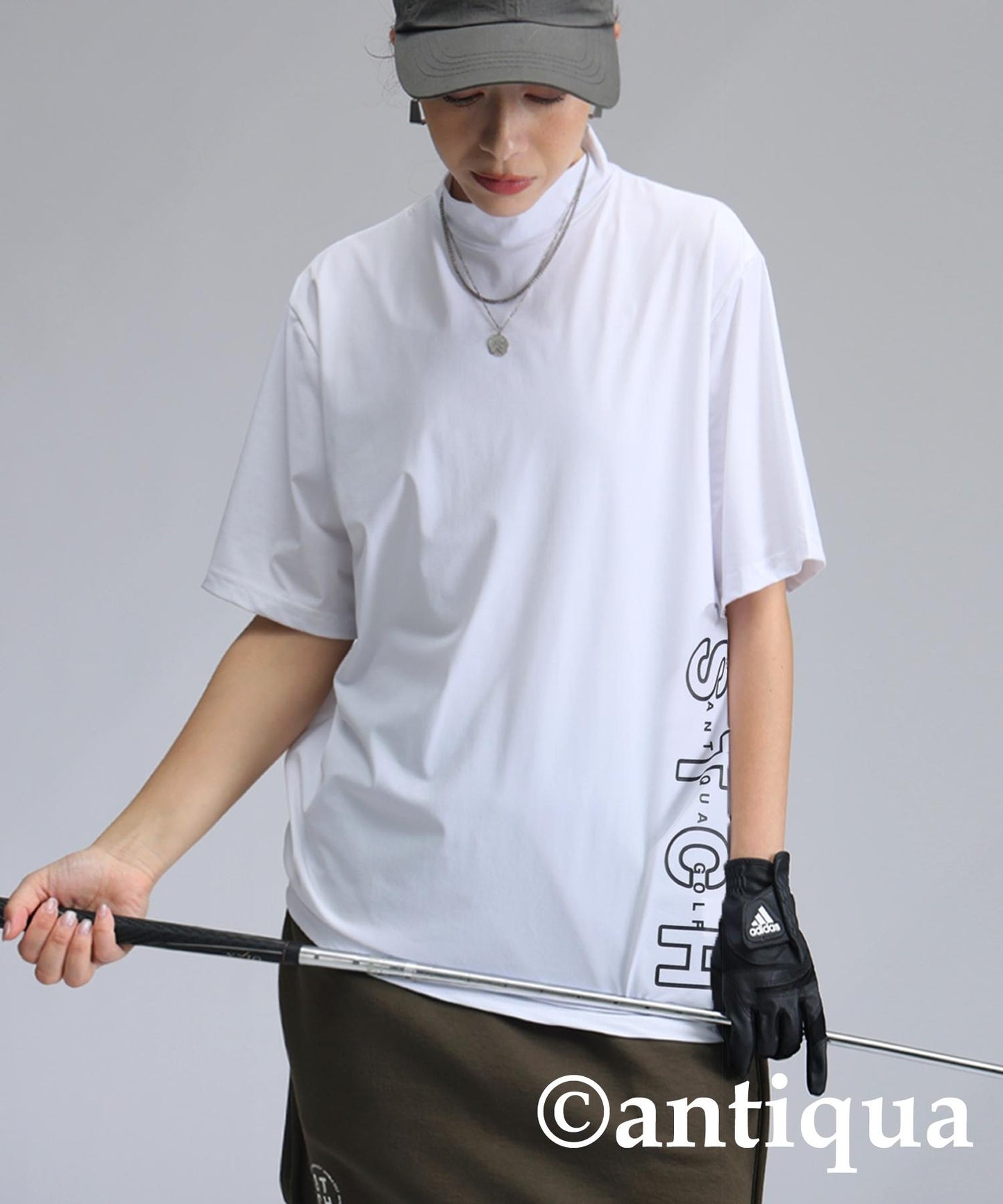 Ladies ANTIQUA GOLF × STCH Side Logo Mock Neck Tops