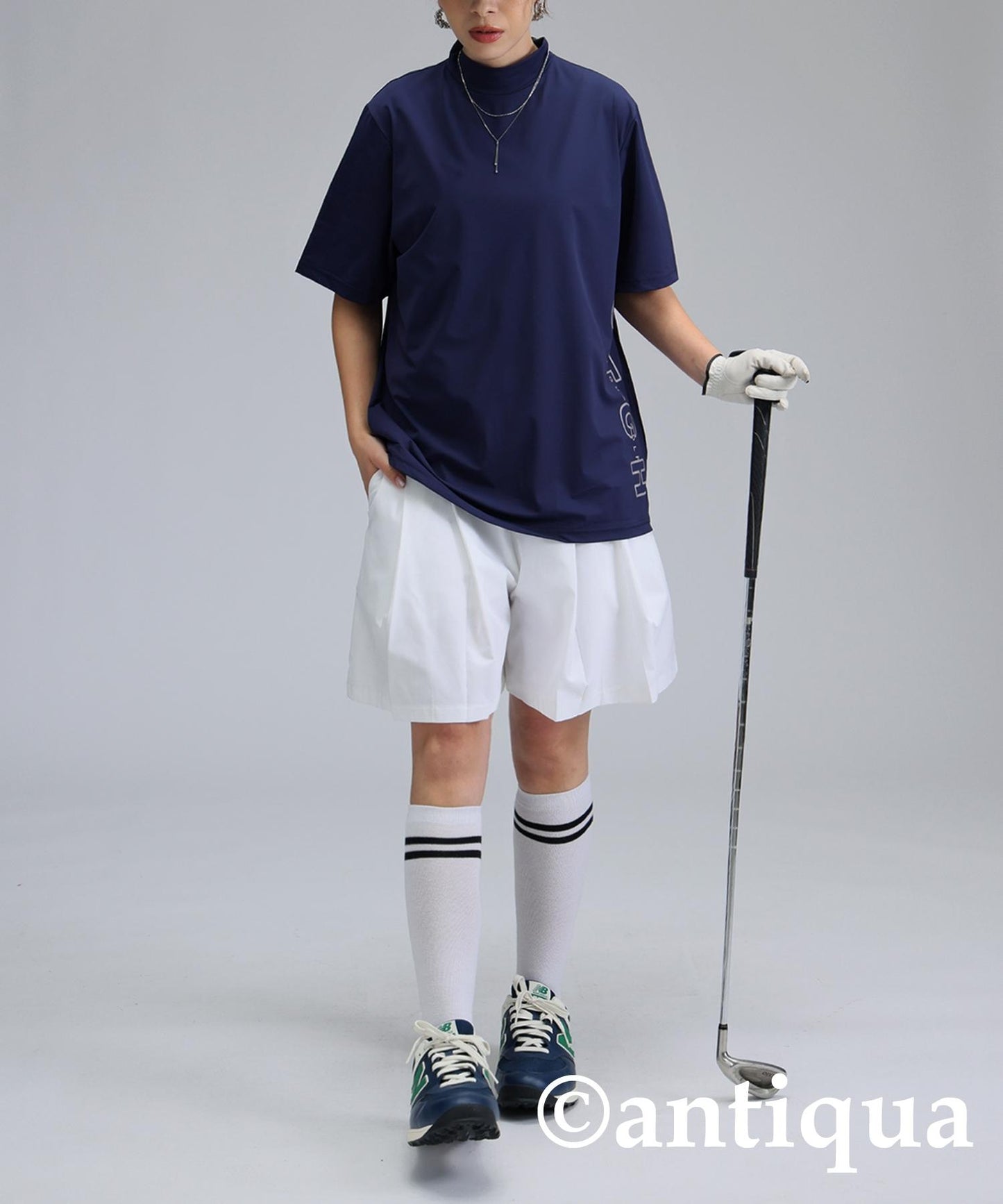 Ladies ANTIQUA GOLF × STCH Side Logo Mock Neck Tops