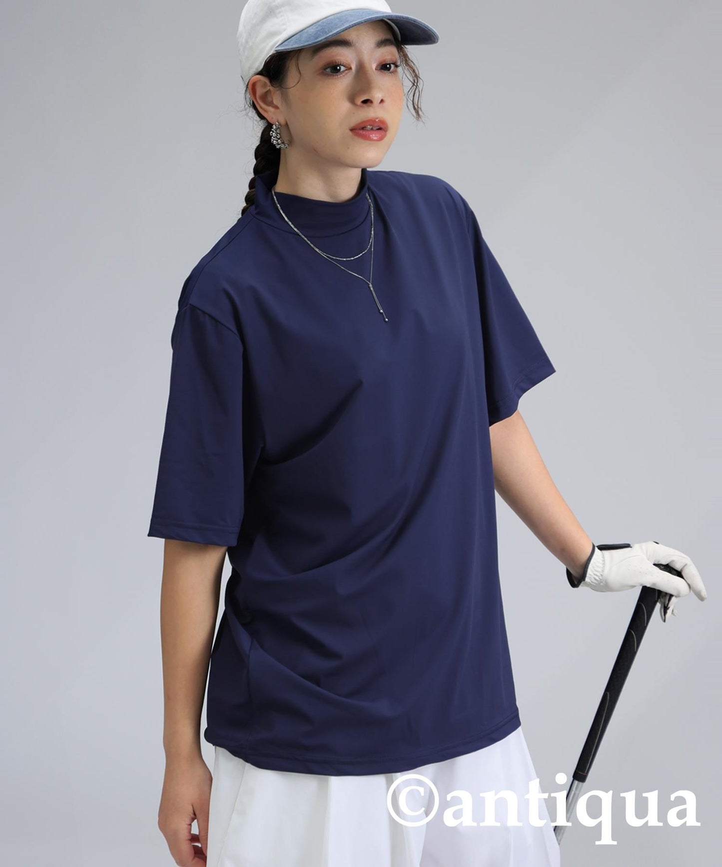 Ladies ANTIQUA GOLF × STCH Side Logo Mock Neck Tops