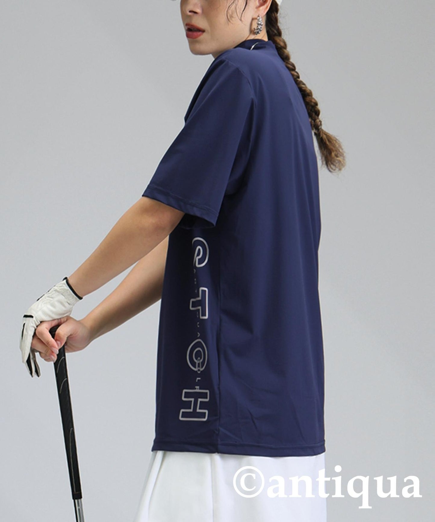Ladies ANTIQUA GOLF × STCH Side Logo Mock Neck Tops
