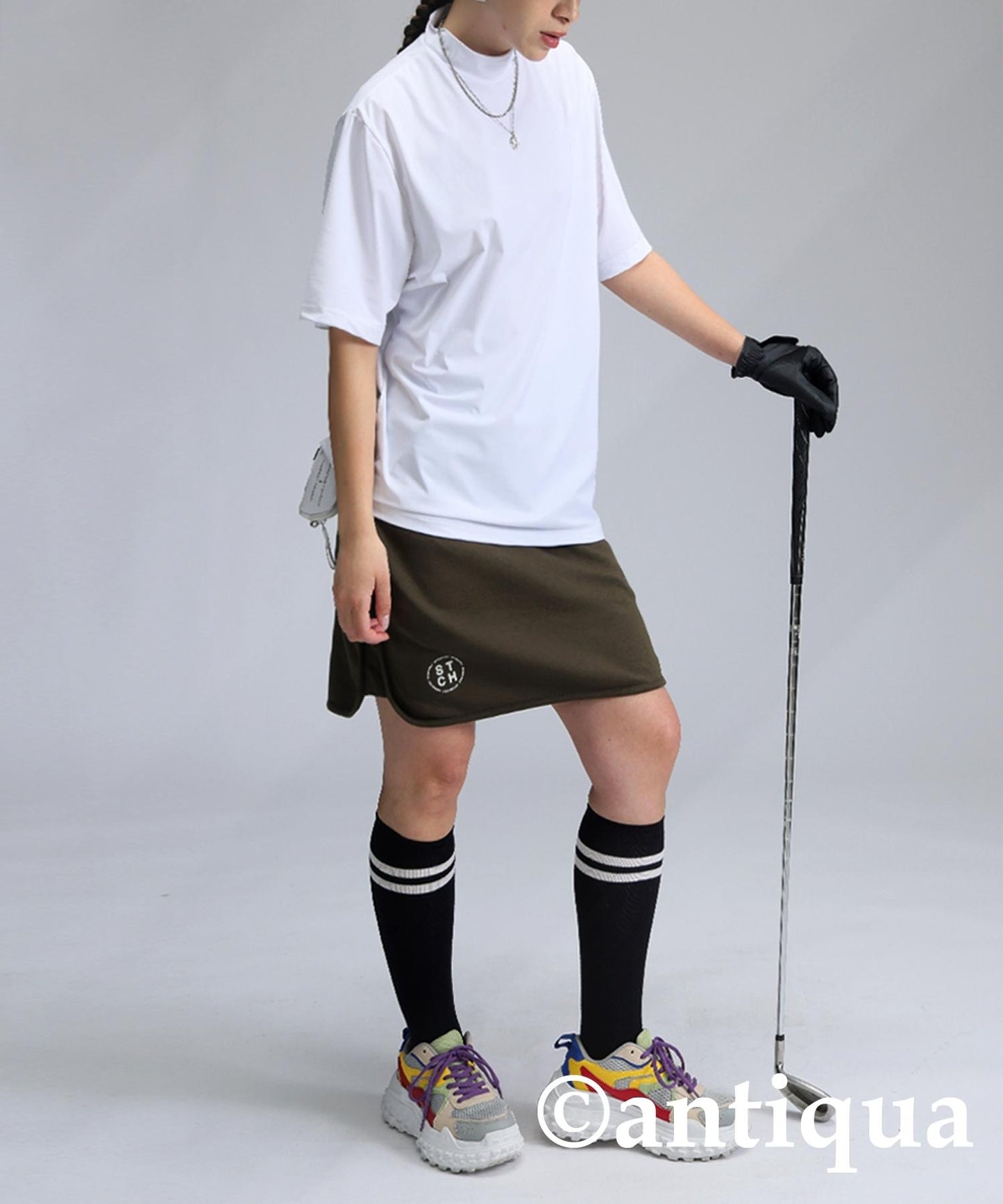 Ladies ANTIQUA GOLF × STCH Side Logo Mock Neck Tops