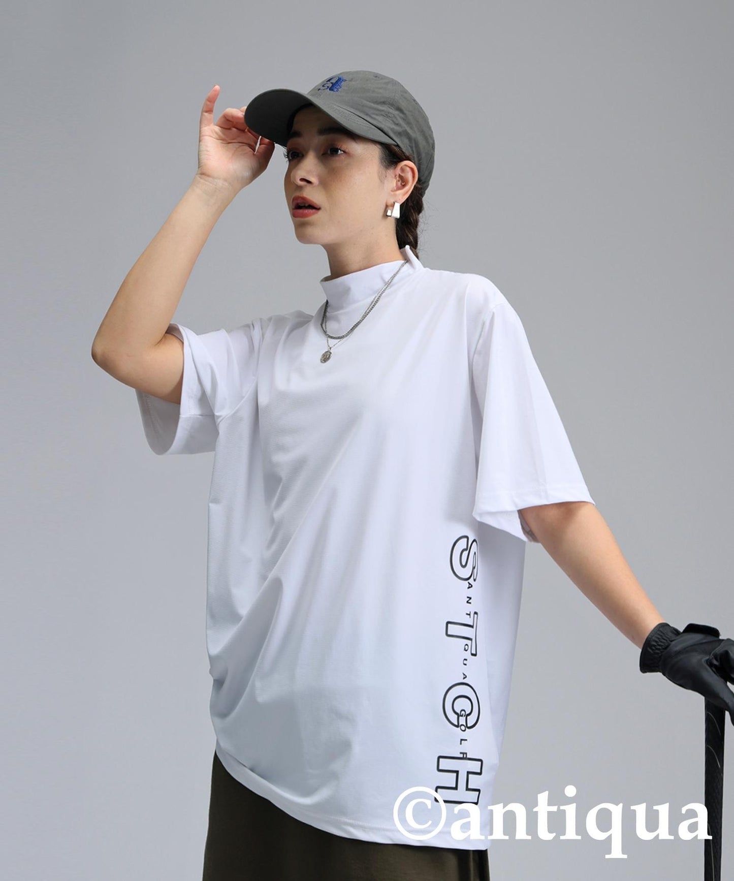 Ladies ANTIQUA GOLF × STCH Side Logo Mock Neck Tops