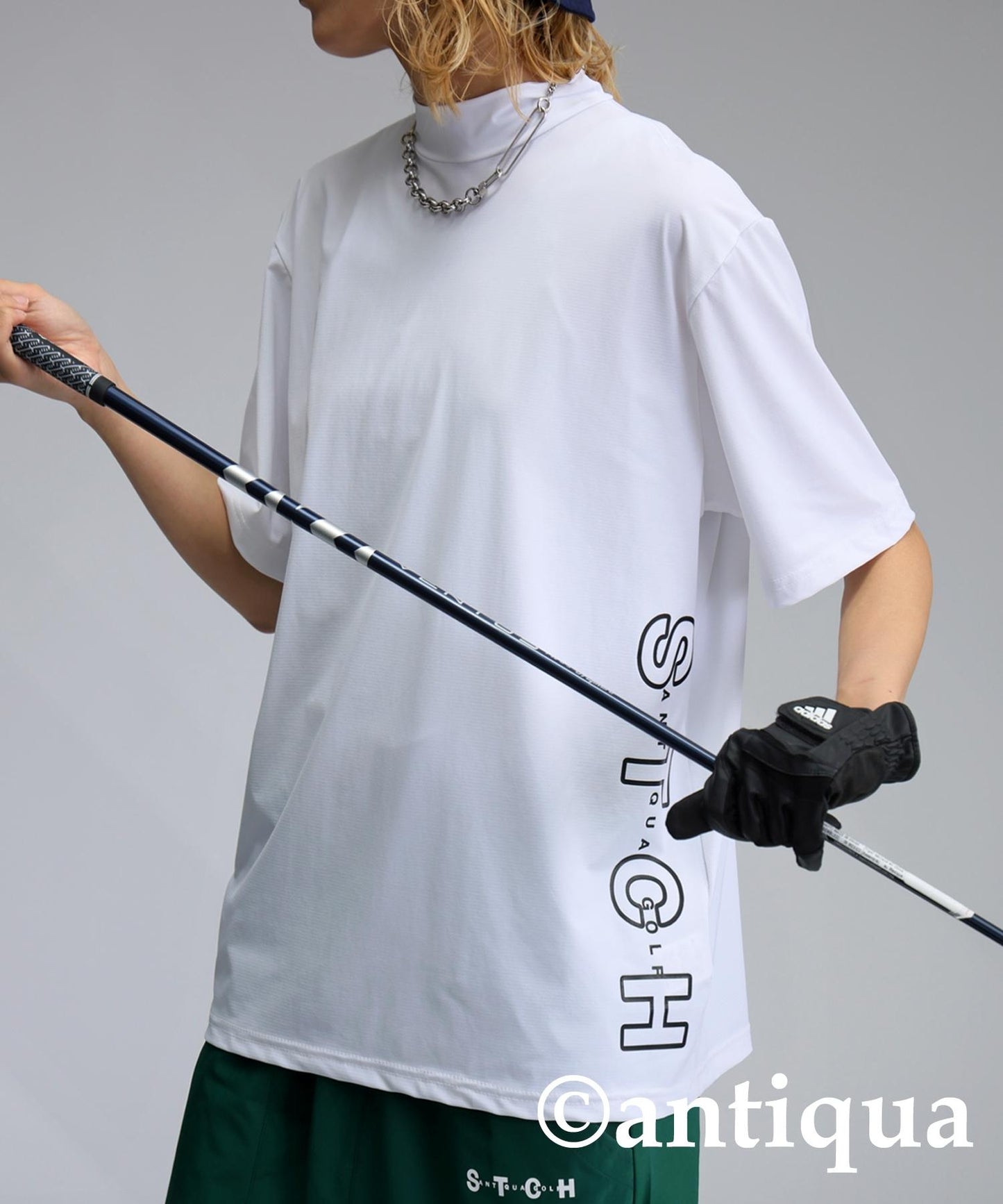Ladies ANTIQUA GOLF × STCH Side Logo Mock Neck Tops
