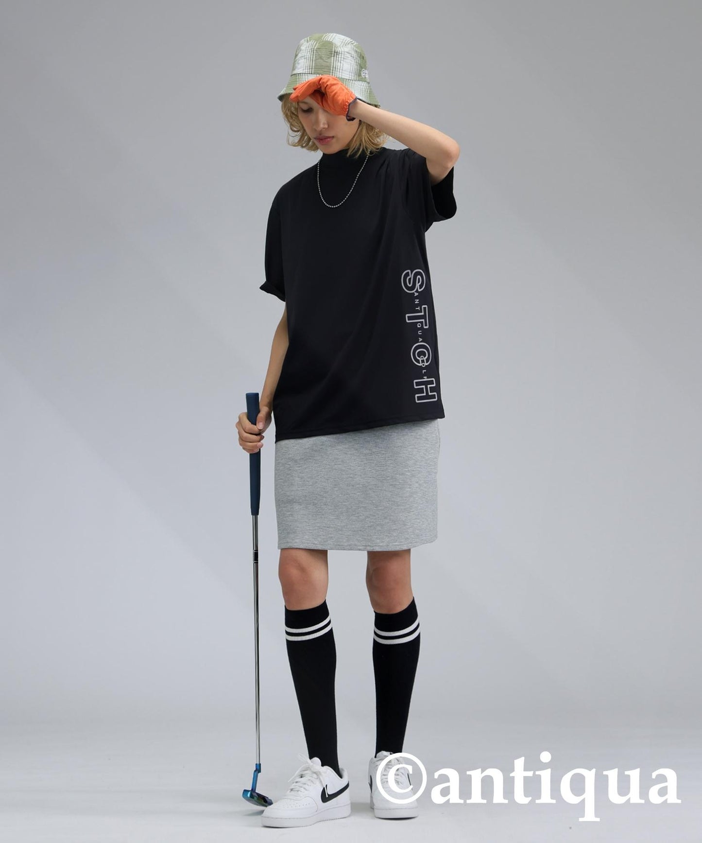 Ladies ANTIQUA GOLF × STCH Side Logo Mock Neck Tops