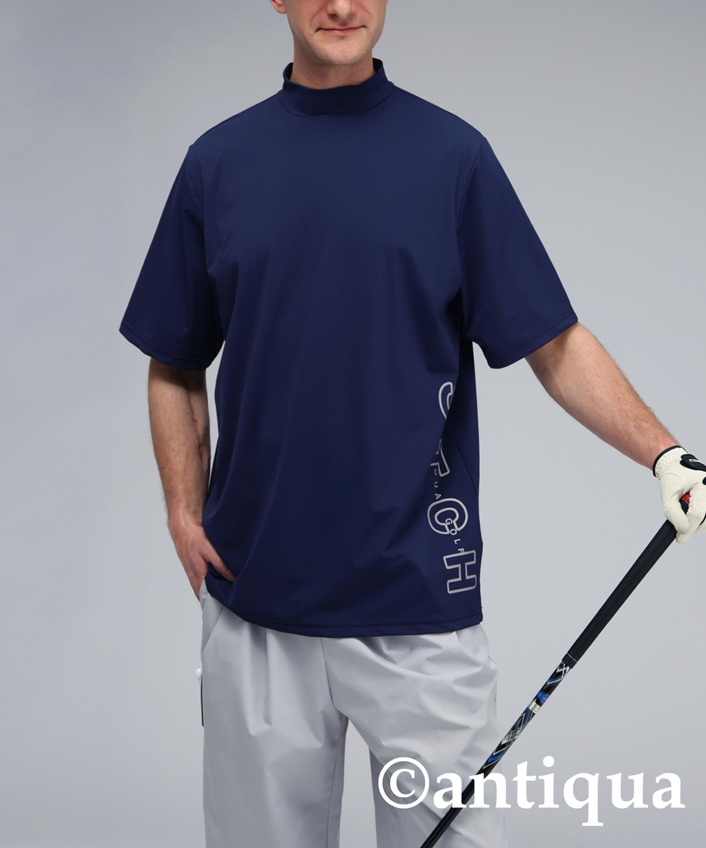 Men's ANTIQUA GOLF × STCH Side Logo Mock Neck Tops