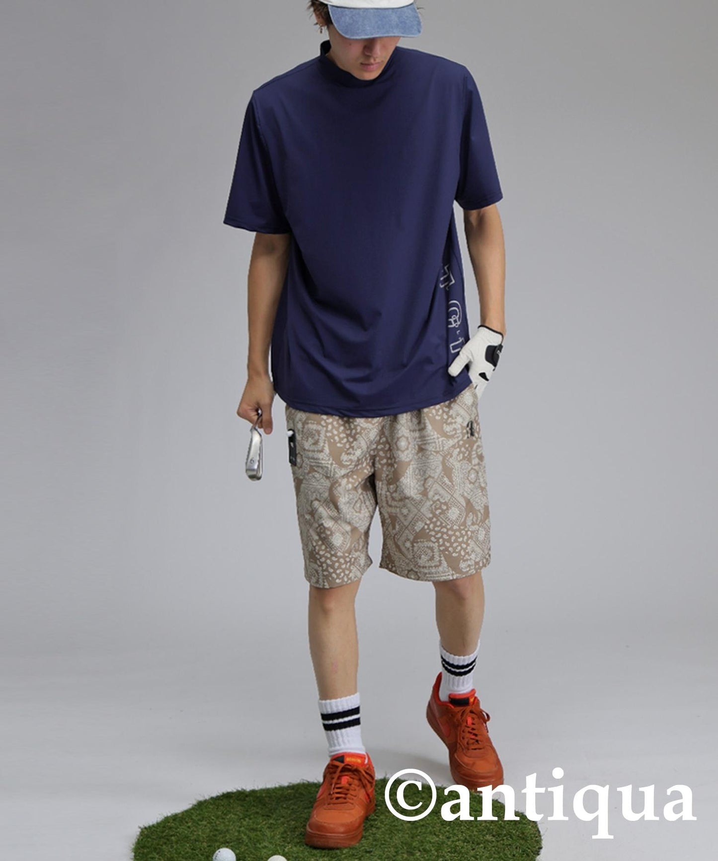 Men's ANTIQUA GOLF × STCH Side Logo Mock Neck Tops