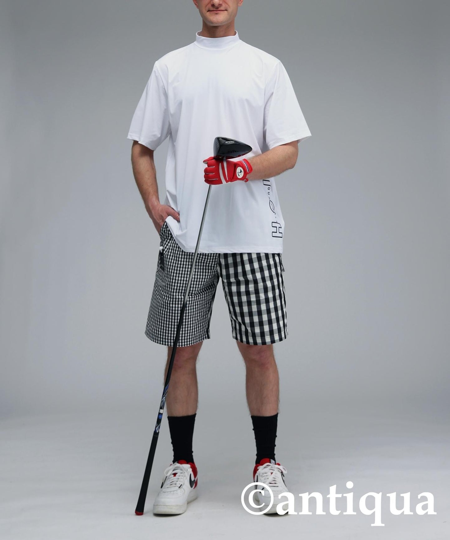 Men's ANTIQUA GOLF × STCH Side Logo Mock Neck Tops