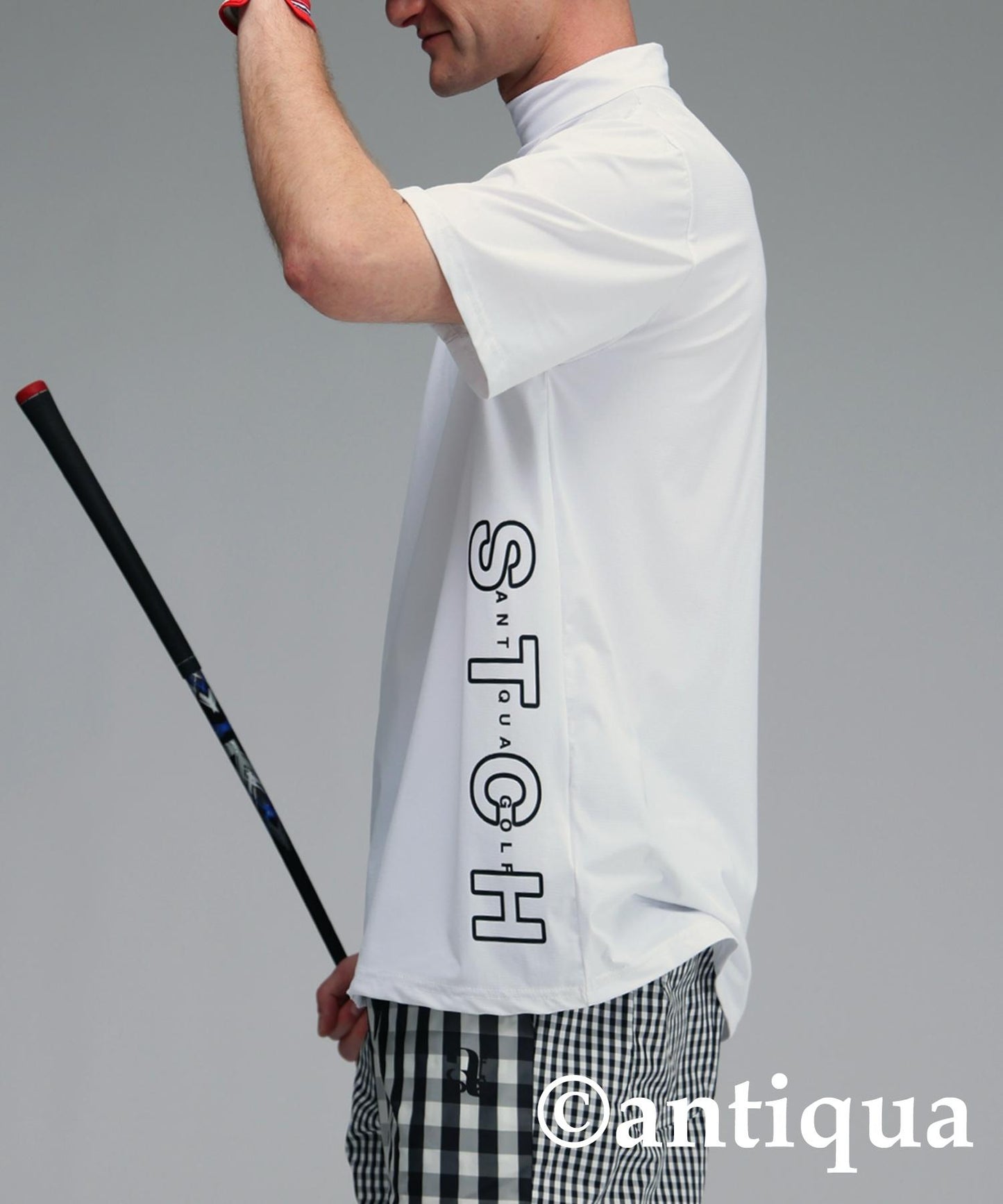 Men's ANTIQUA GOLF × STCH Side Logo Mock Neck Tops