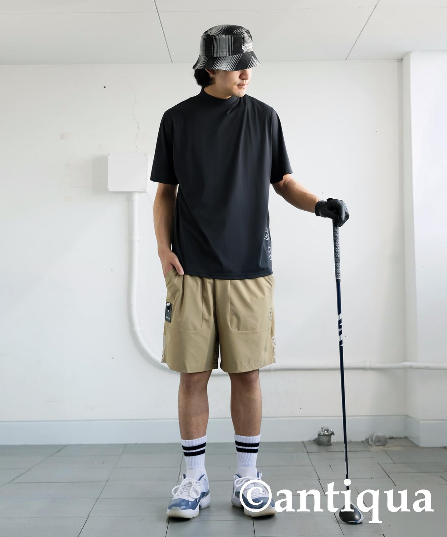 Men's ANTIQUA GOLF × STCH Side Logo Mock Neck Tops