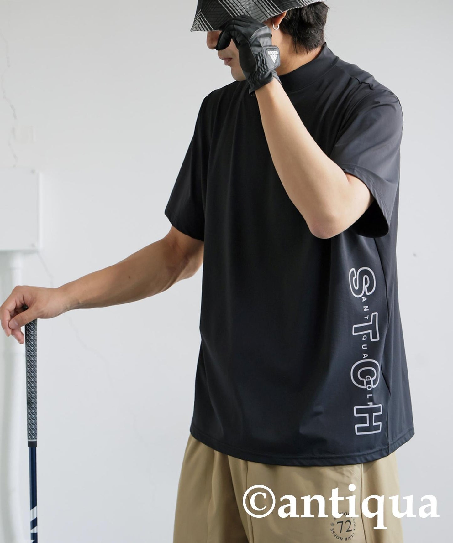 Men's ANTIQUA GOLF × STCH Side Logo Mock Neck Tops
