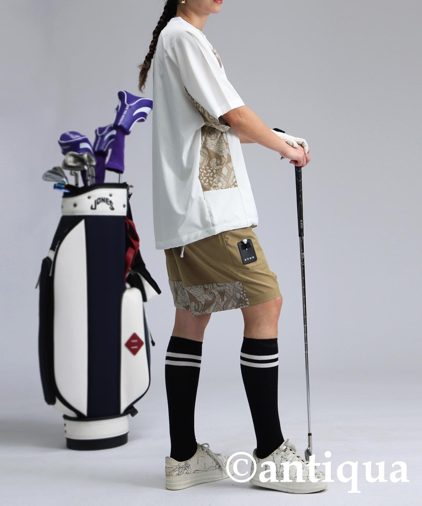 Ladies ANTIQUA GOLF × STCH Paisley Logo Tops