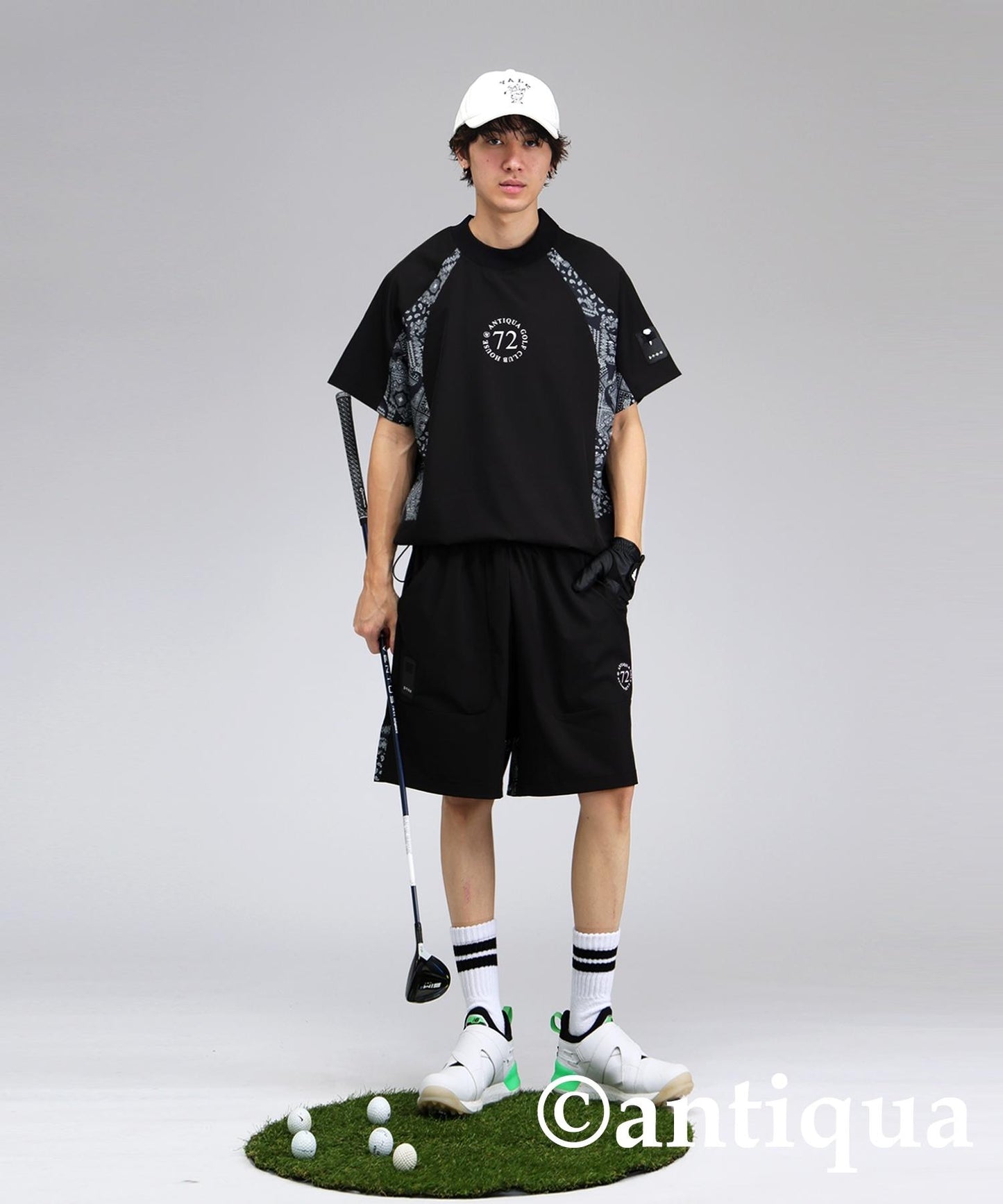 Men's ANTIQUA GOLF × STCH Paisley Logo Tops