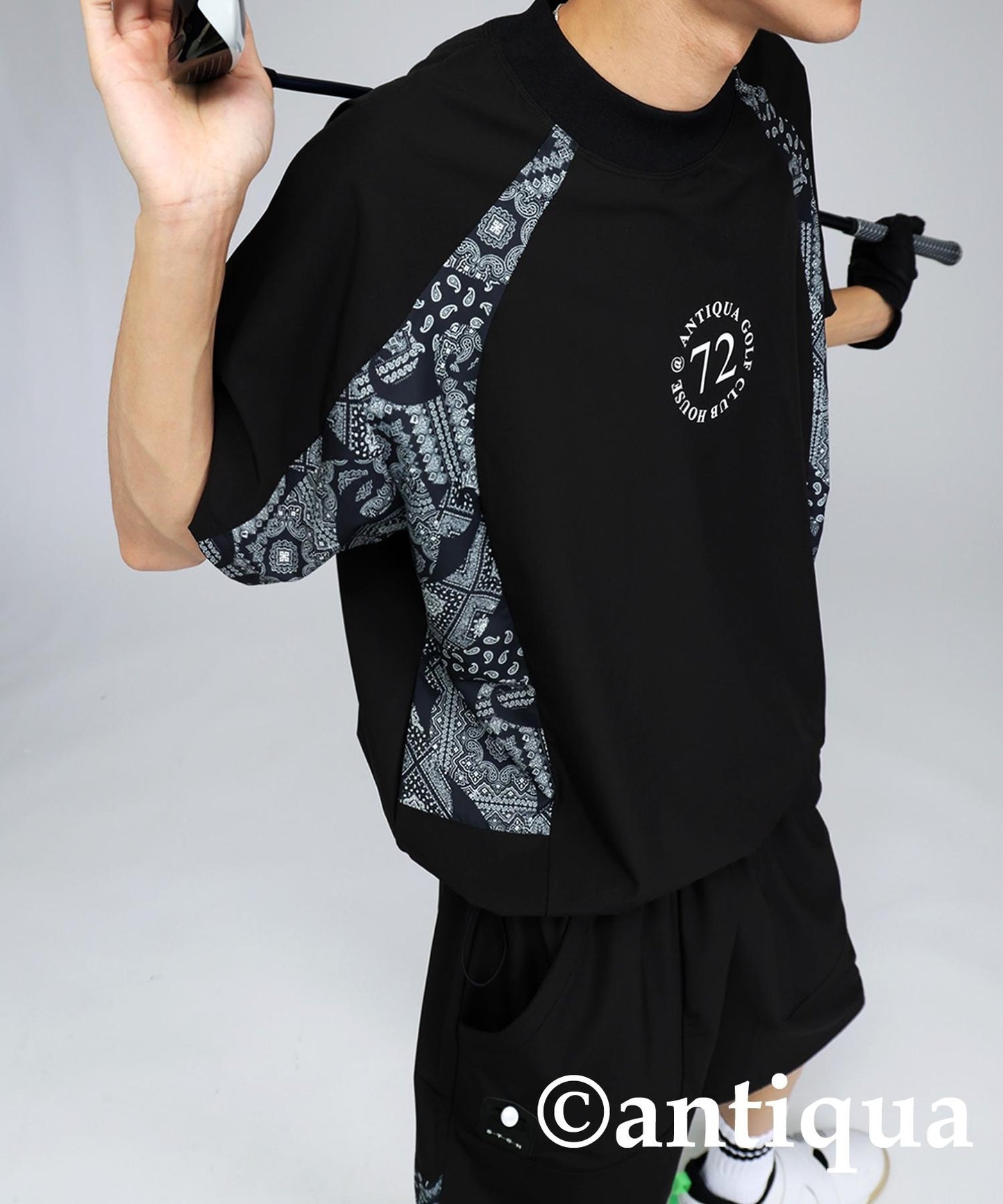 Men's ANTIQUA GOLF × STCH Paisley Logo Tops