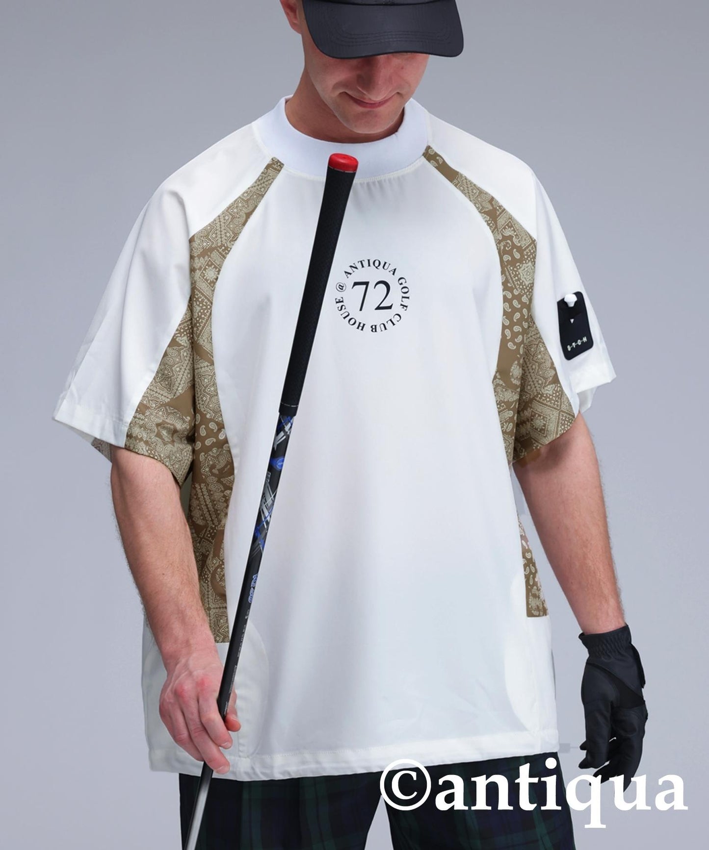 Men's ANTIQUA GOLF × STCH Paisley Logo Tops