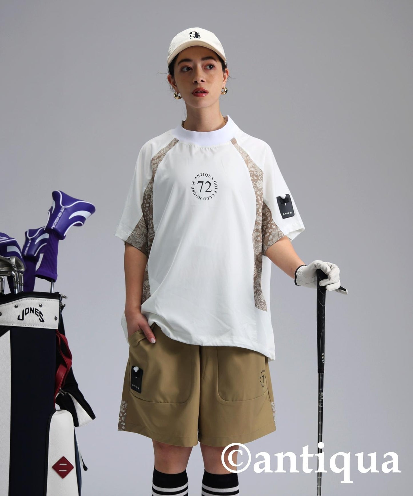 Ladies ANTIQUA GOLF × STCH Paisley Switching Shorts