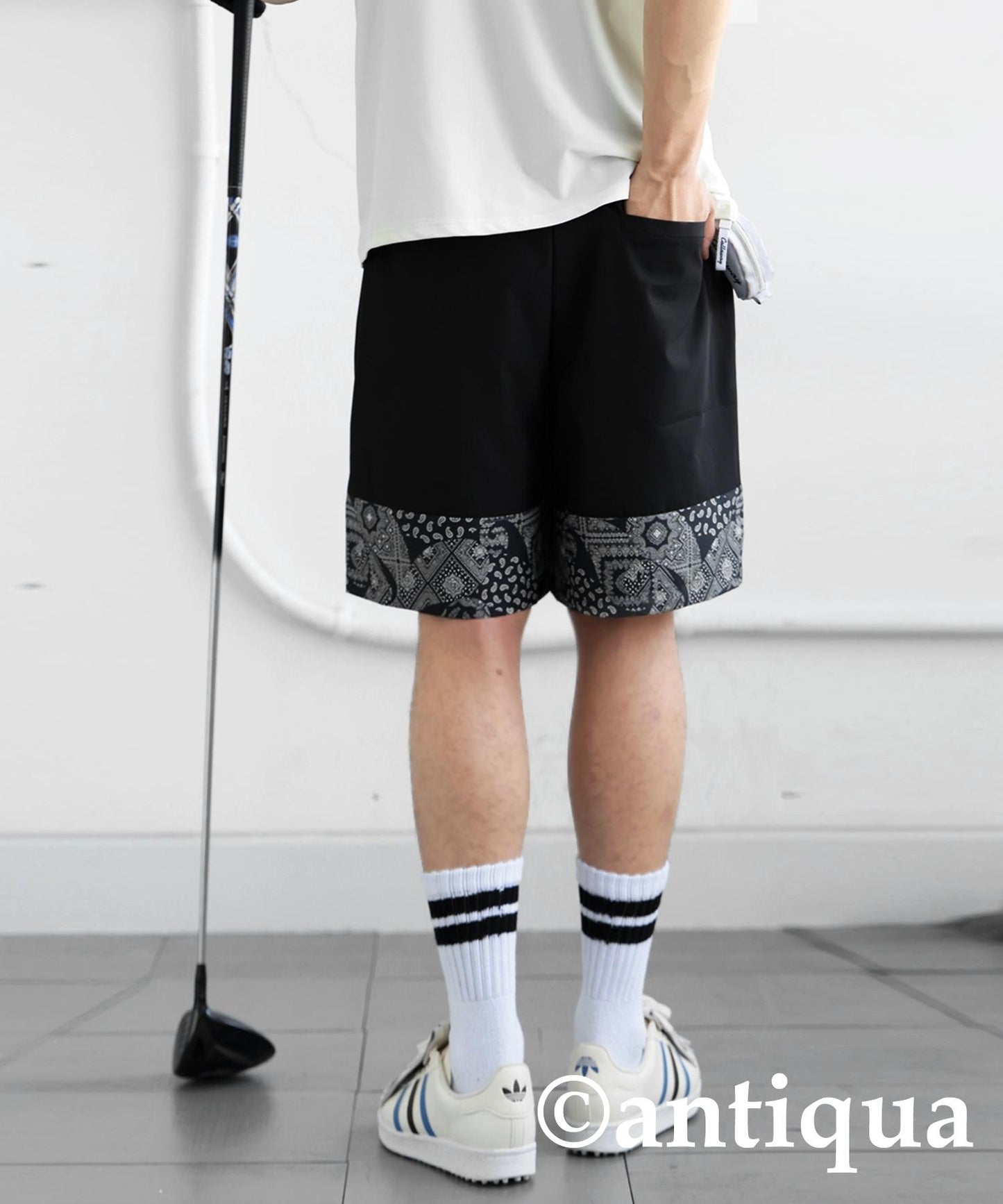 Men's ANTIQUA GOLF × STCH Paisley Switching Shorts