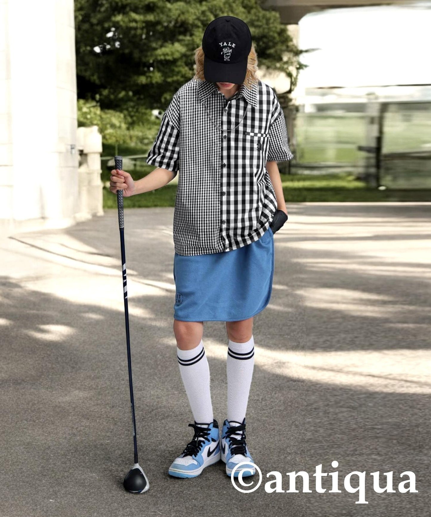 Ladies ANTIQUA GOLF × STCH Mixed Check Shirt