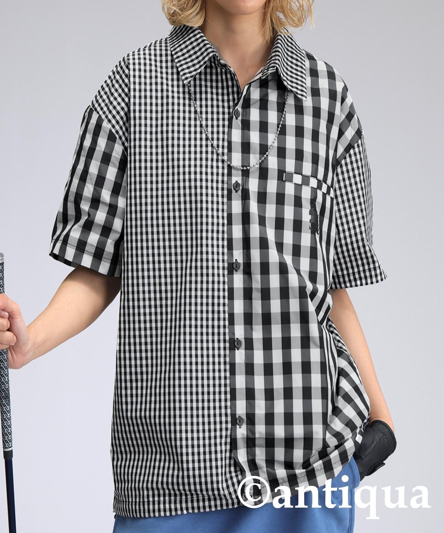 Ladies ANTIQUA GOLF × STCH Mixed Check Shirt