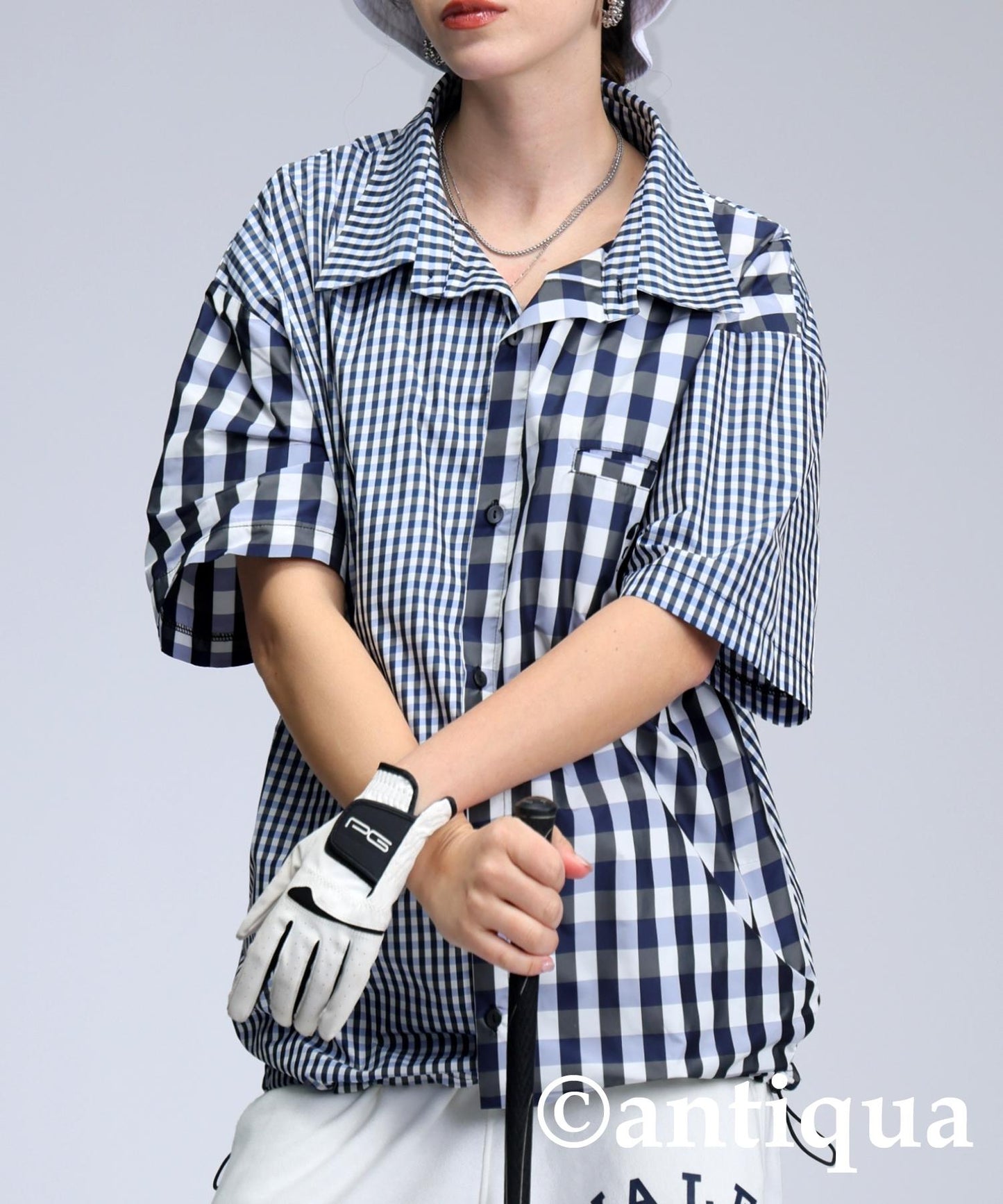 Ladies ANTIQUA GOLF × STCH Mixed Check Shirt